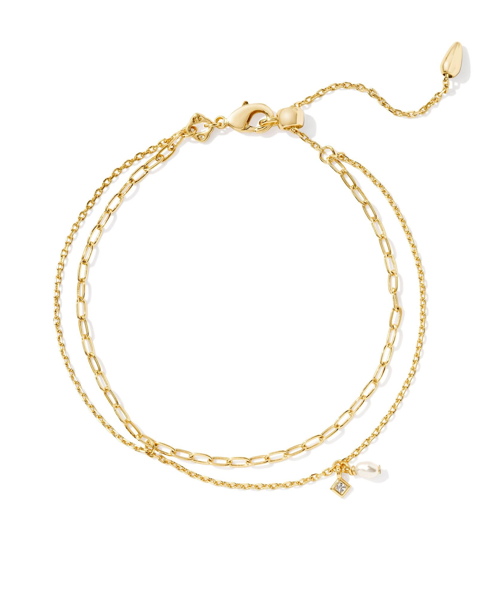 Eve Gold Multi Strand Bracelet White Pearl