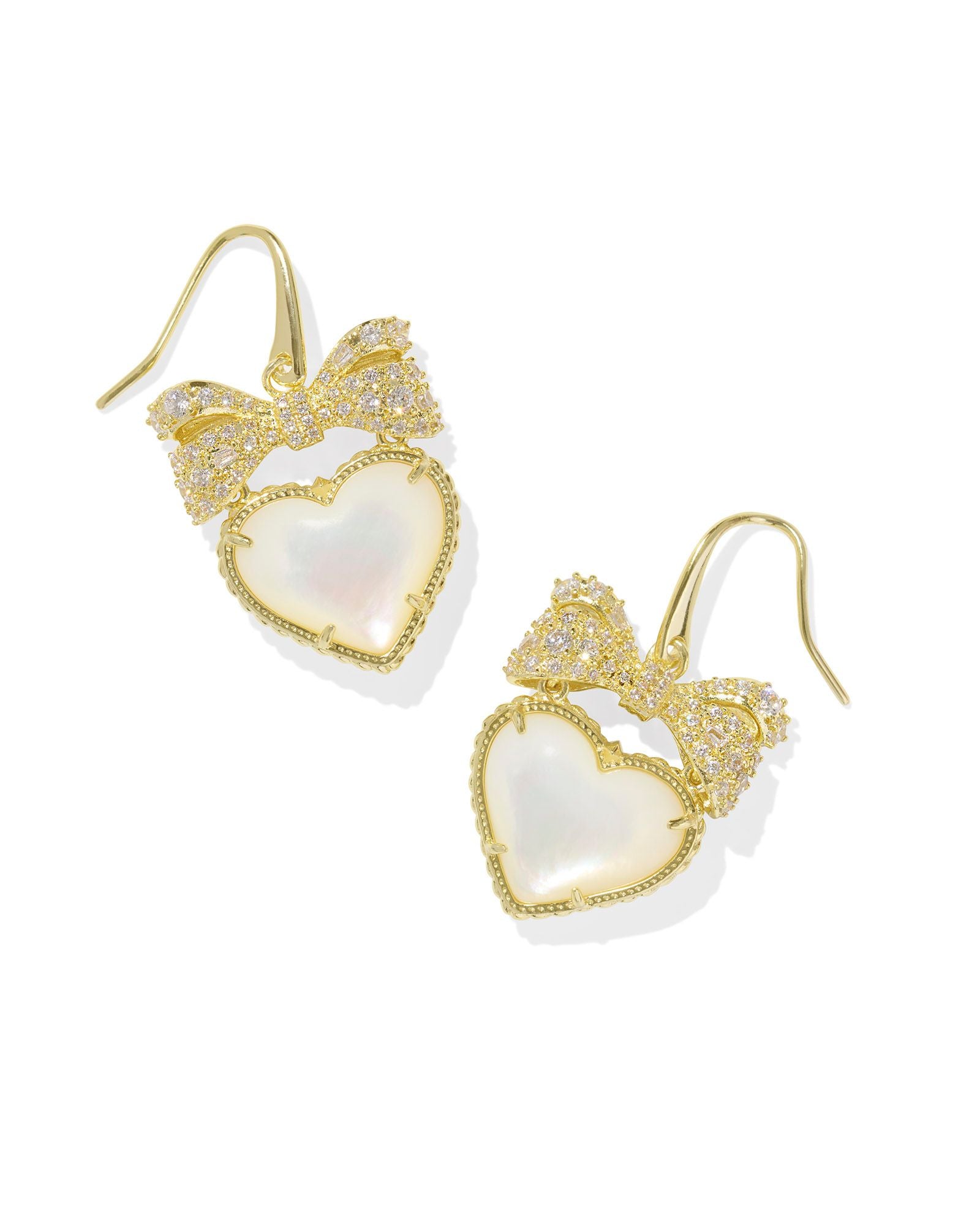 Haisley Heart Gold Drop Earrings Ivory Mother of Pearl