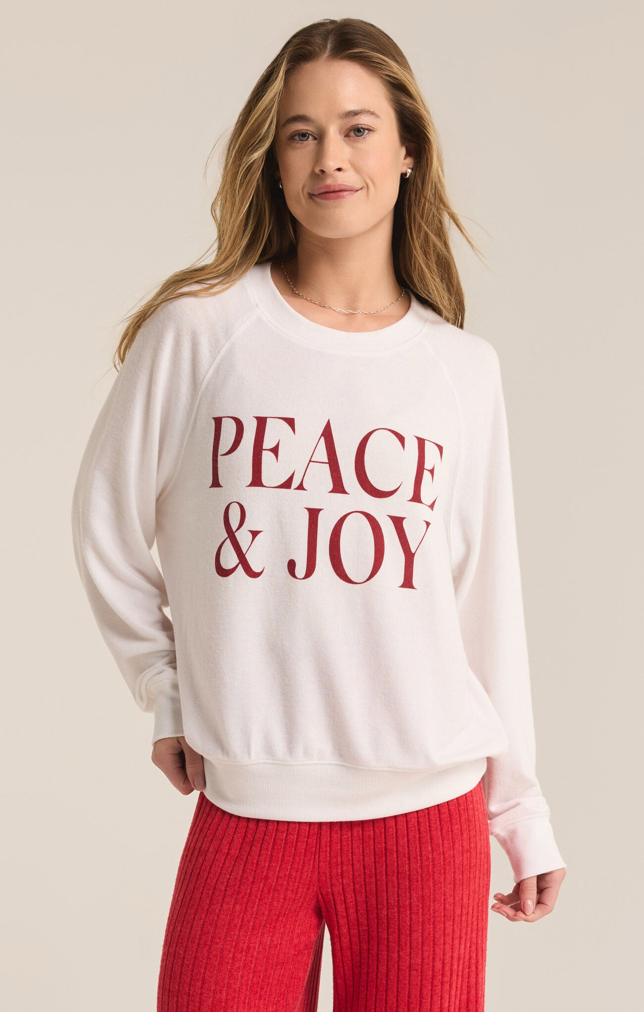 Cassie Peace and Joy Raglan Long Sleeve Top