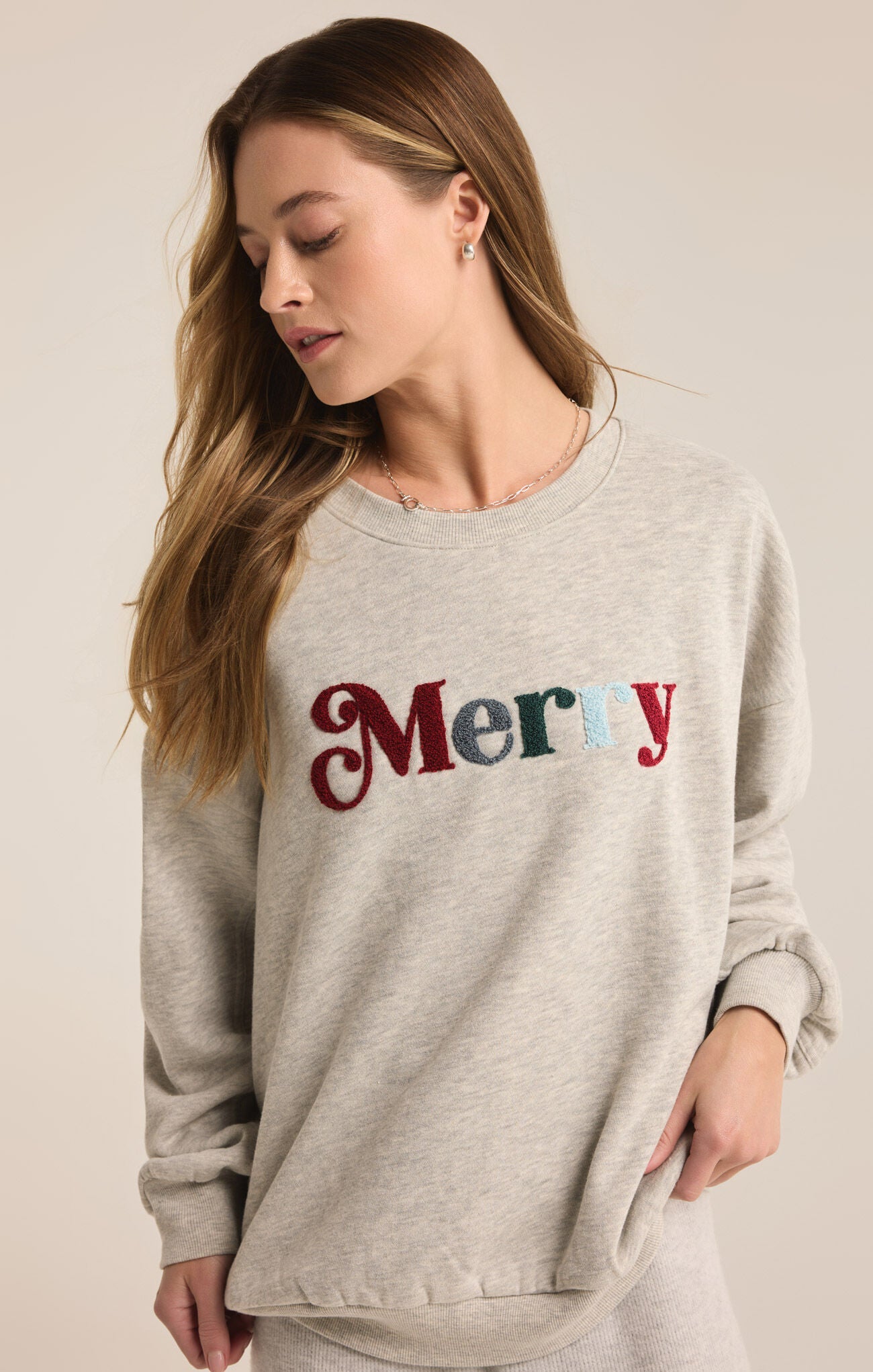 Merry Fleece Sweatshirt Heather Grey