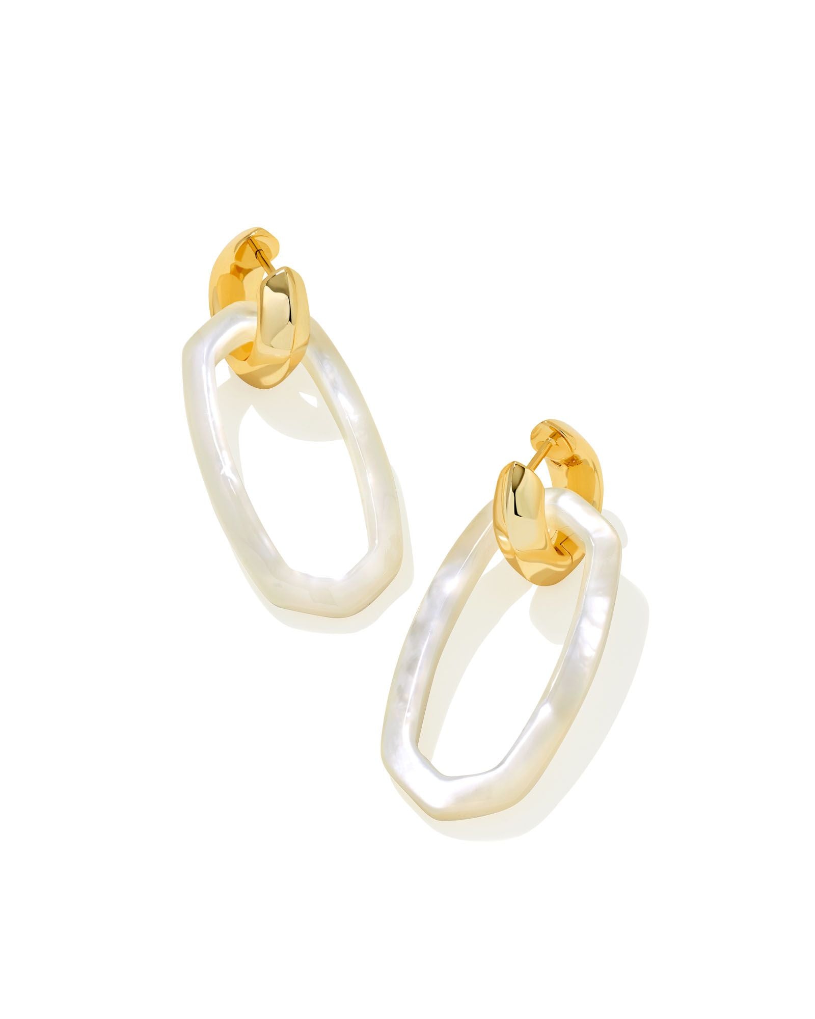 Danielle Gold Link Earrings Ivory MOP