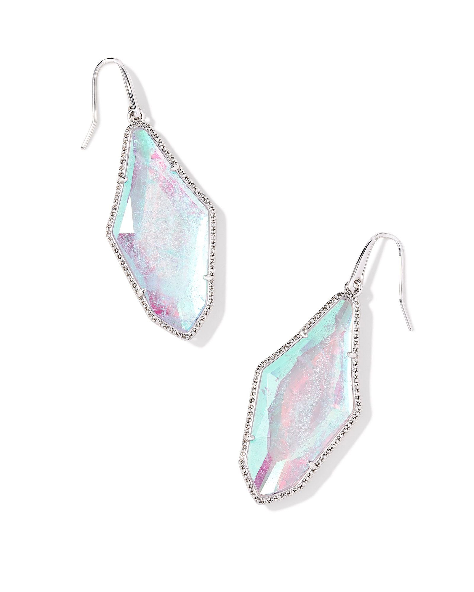 Evelyn Drop Earrings  Silver Rock Crystal Dichroic