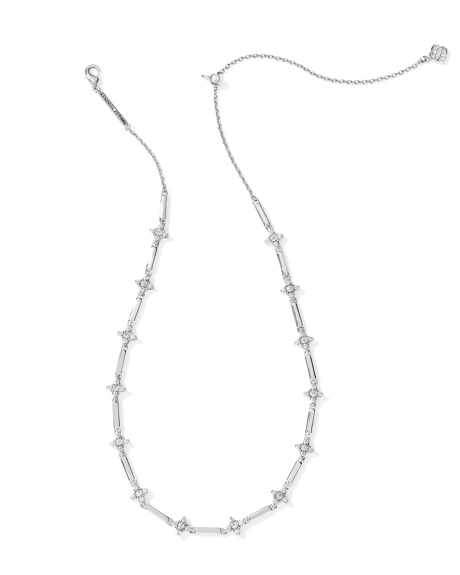 Holland Silver Strand Necklace White Crystal