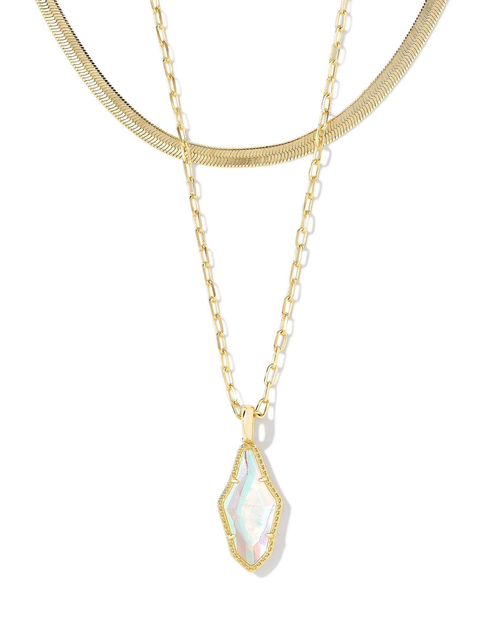 Evelyn Gold Multi Strand Necklace Rock Crystal Dichroic