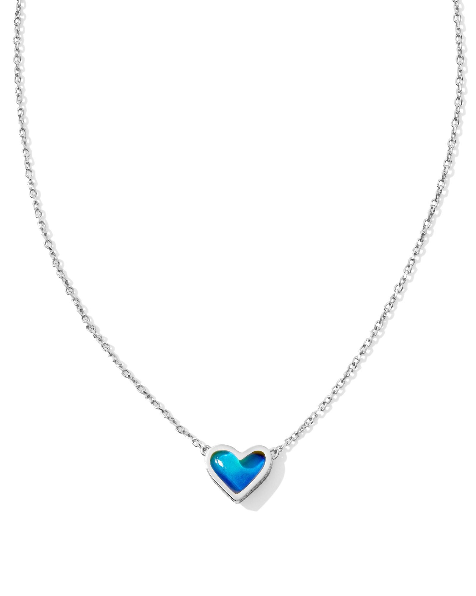 Framed Ari Heart Pendant Necklace Silver Moon Stone