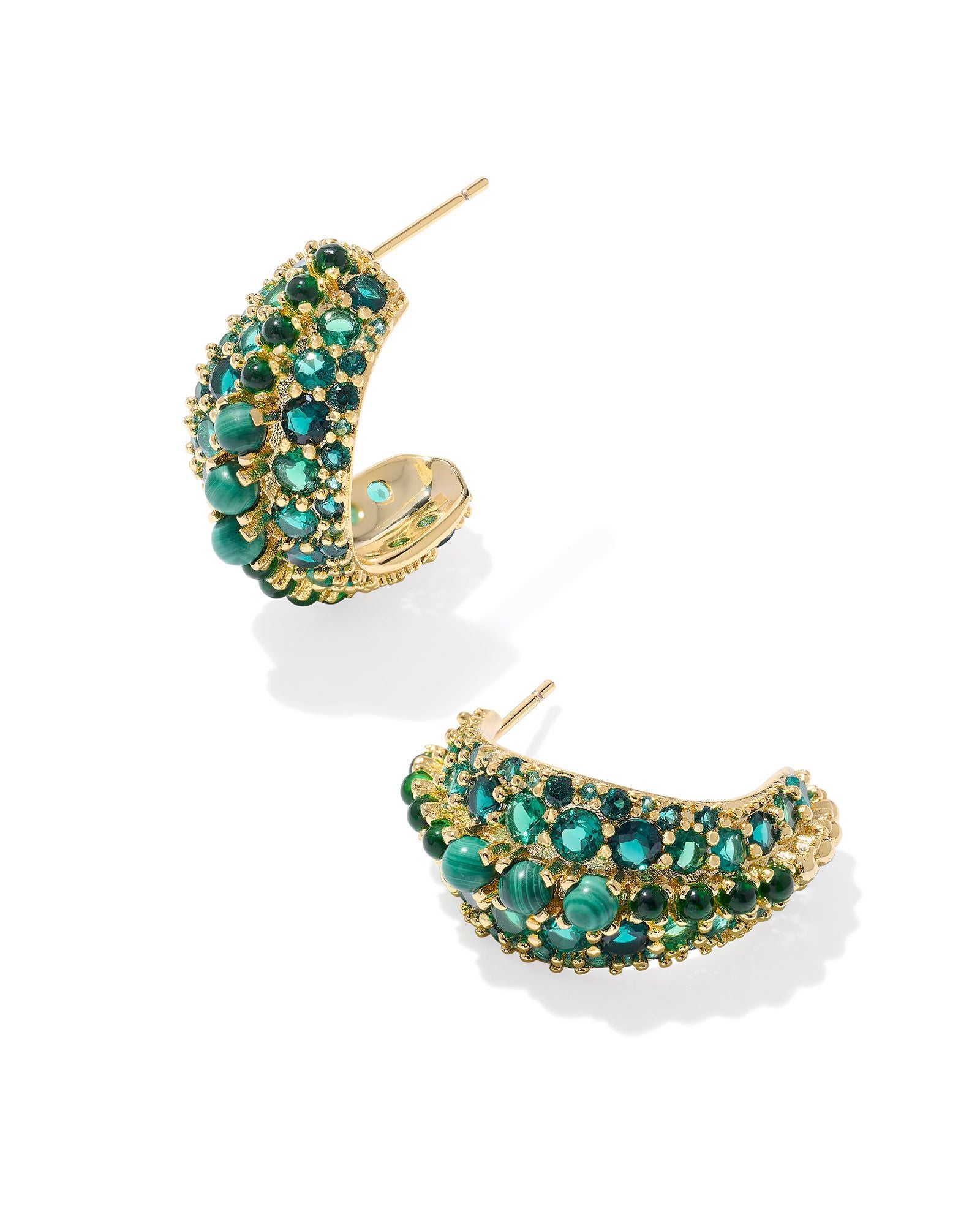 Sale Krista Gold Hoop Earrings Green Mix