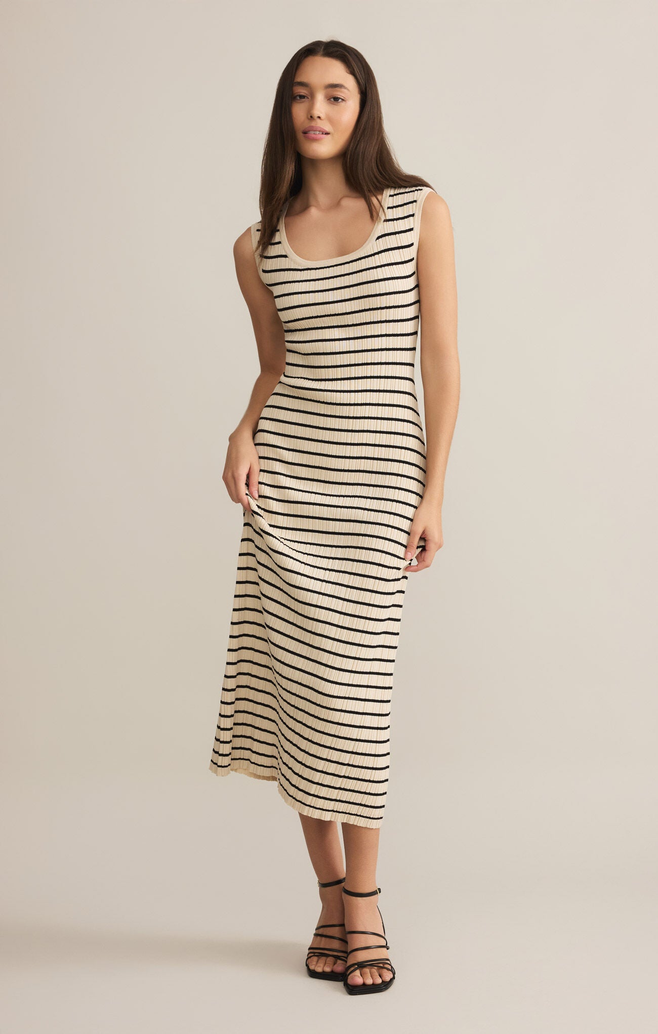 Gisele Stripe Midi Dress Sandshell