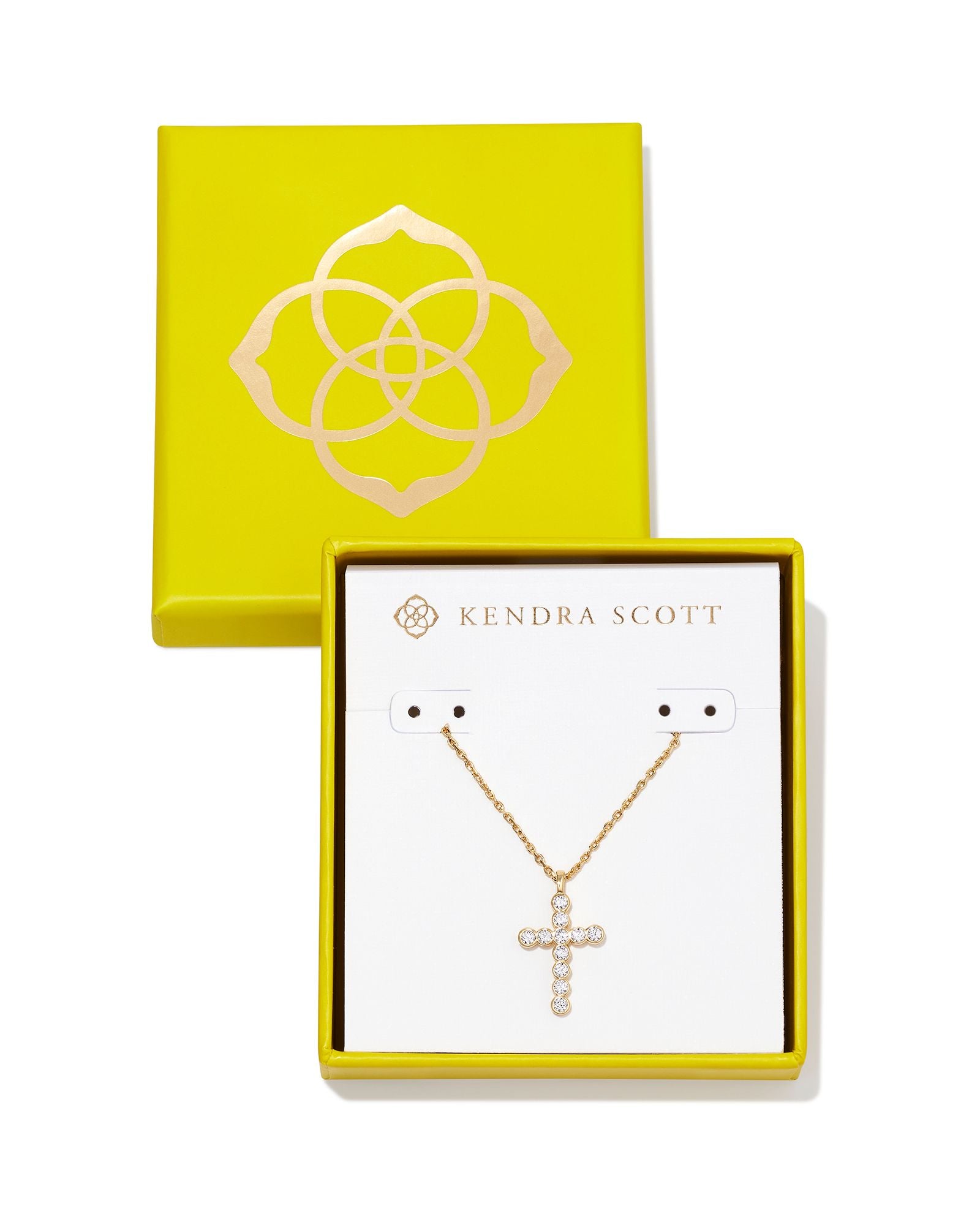 Boxed  Cross Crystal Pendant Necklace  Gold or Silver