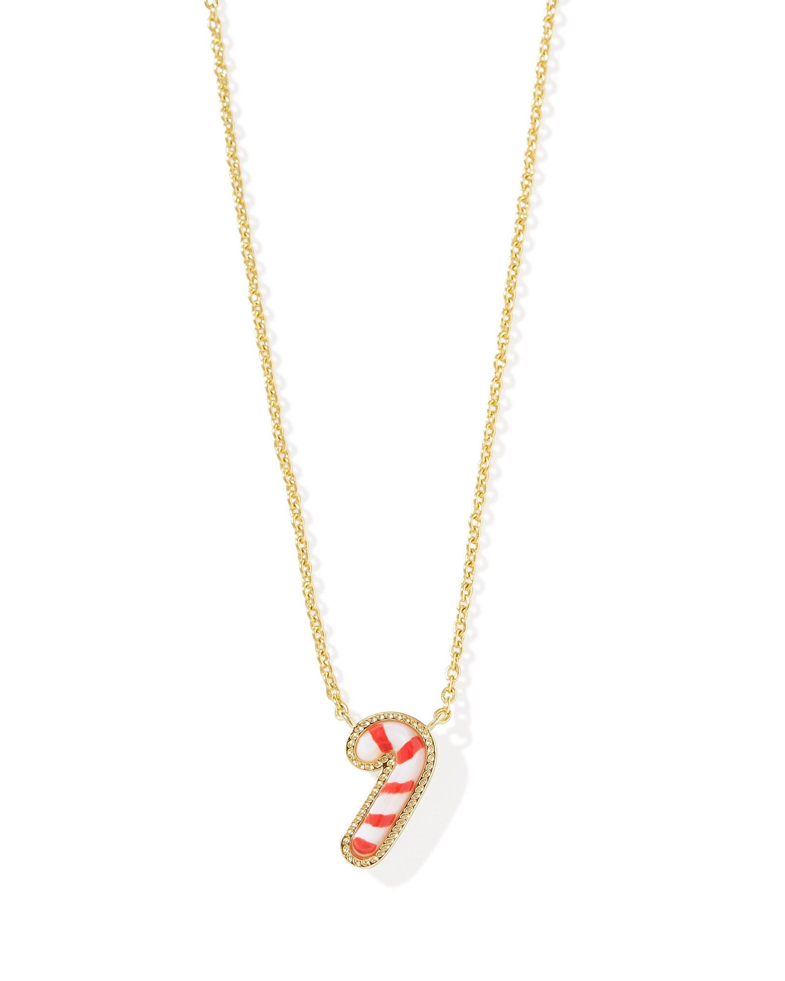 Candy Cane Gold Short Pendant Necklace Ivory MOP