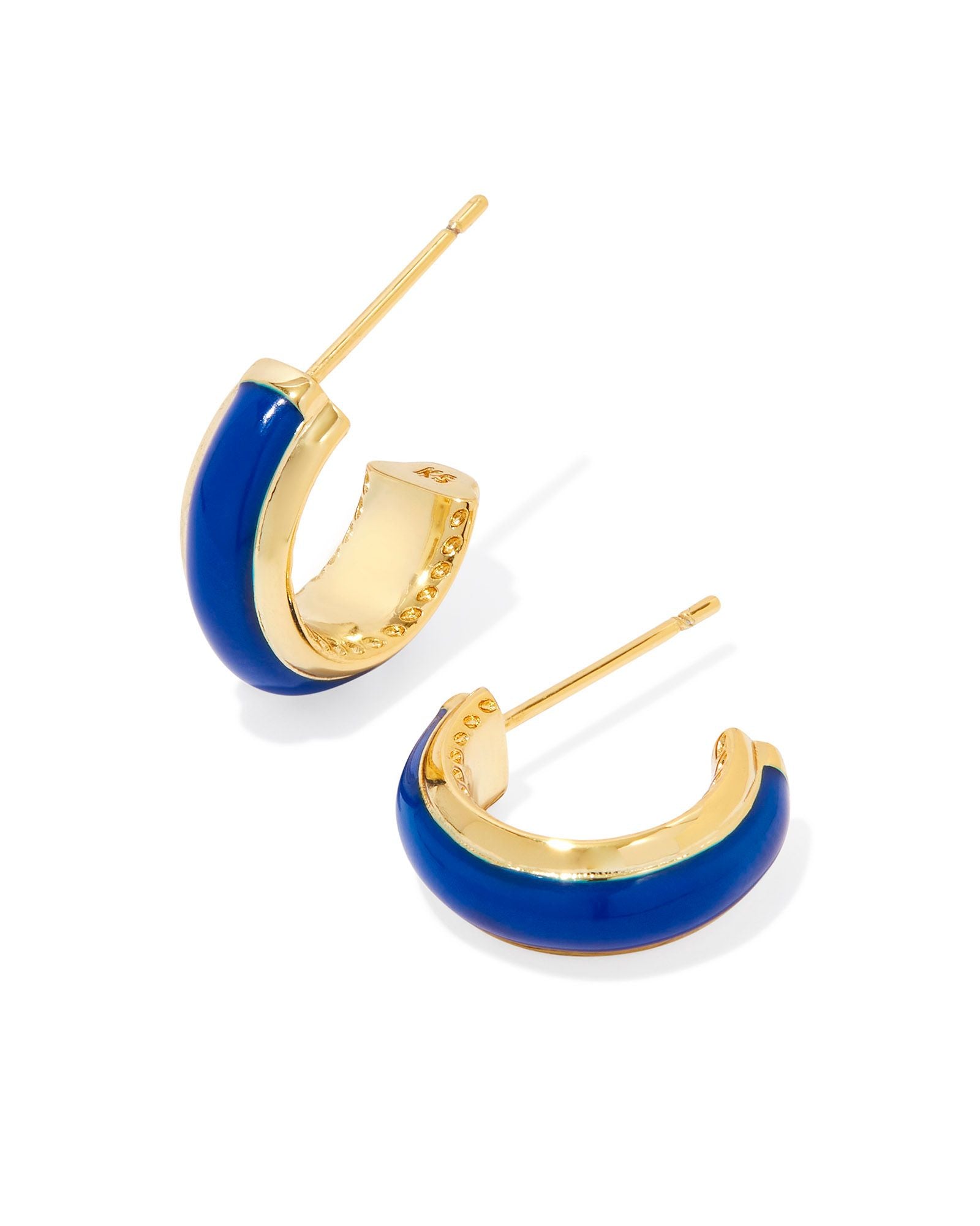 Ainsley Huggie Earring Gold Blue Enamel