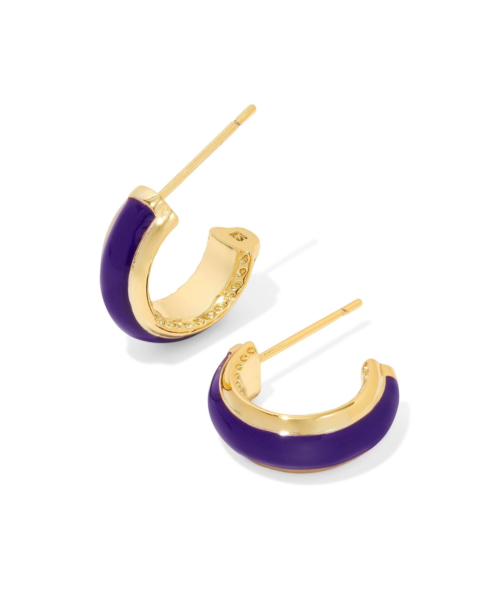 Ainsley Huggie Earring Gold Purple Enamel