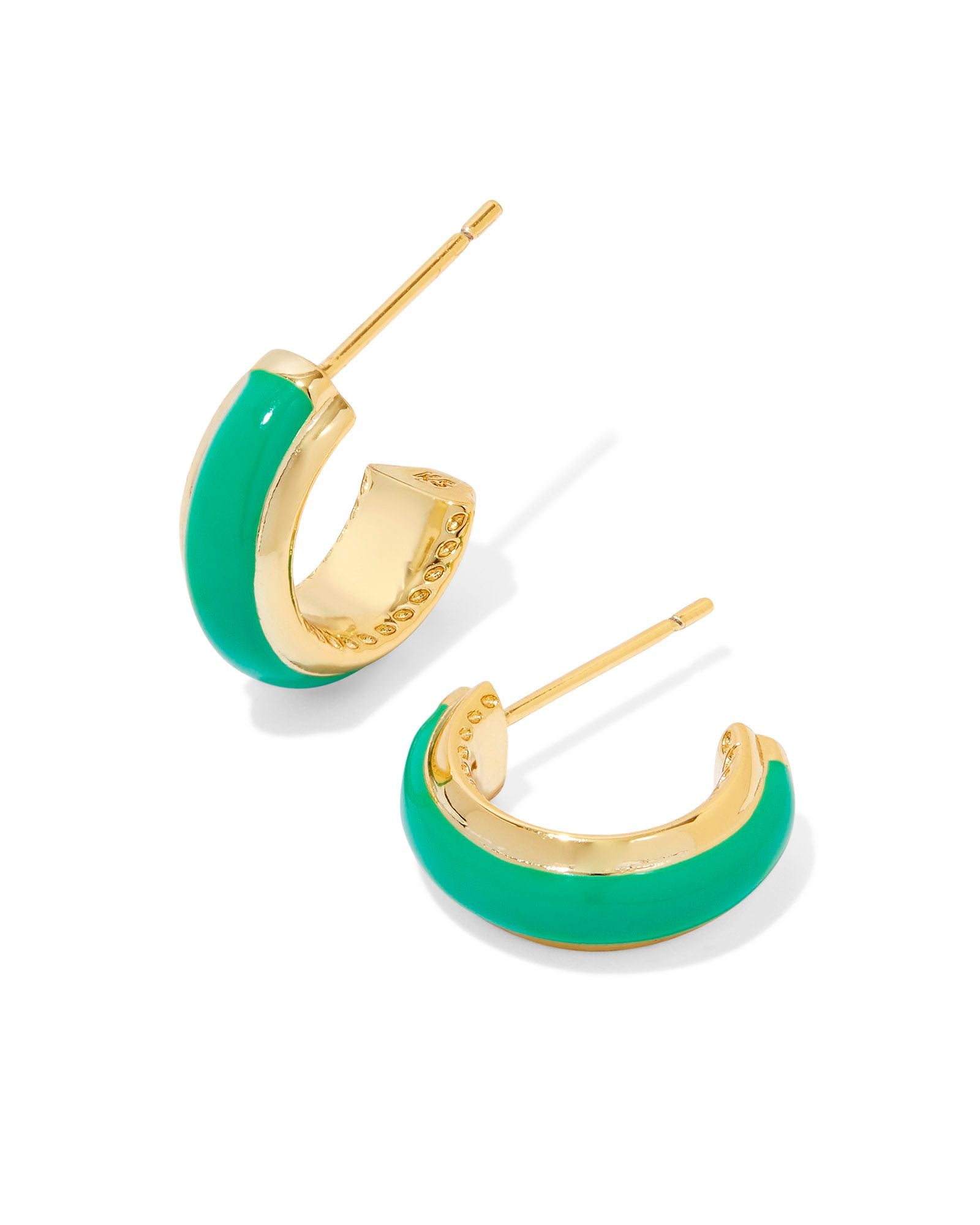 Ainsley Huggie Earring Gold Green Enamel