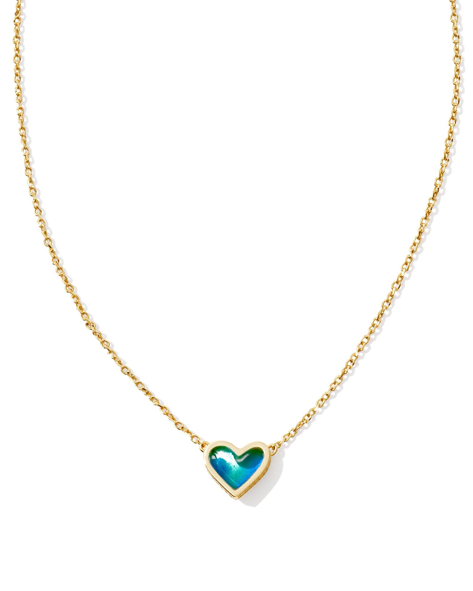 Framed Ari Heart Pendant Necklace Gold Moon Stone