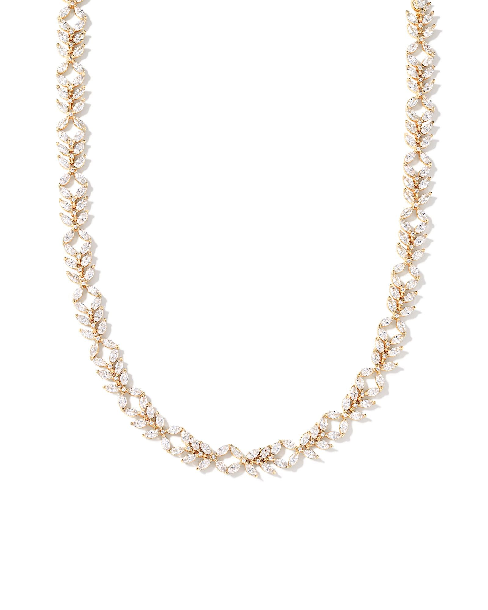 Rosalie Gold Tennis Necklace White Crystal