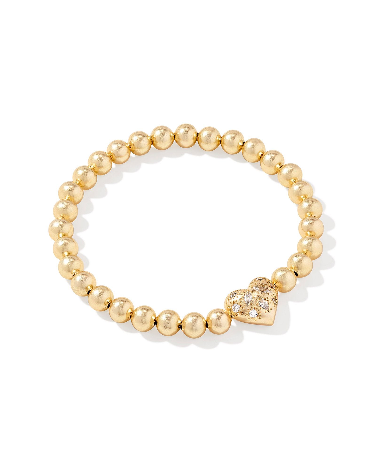 Holland Gold Heart Stretch Bracelet White Crystal