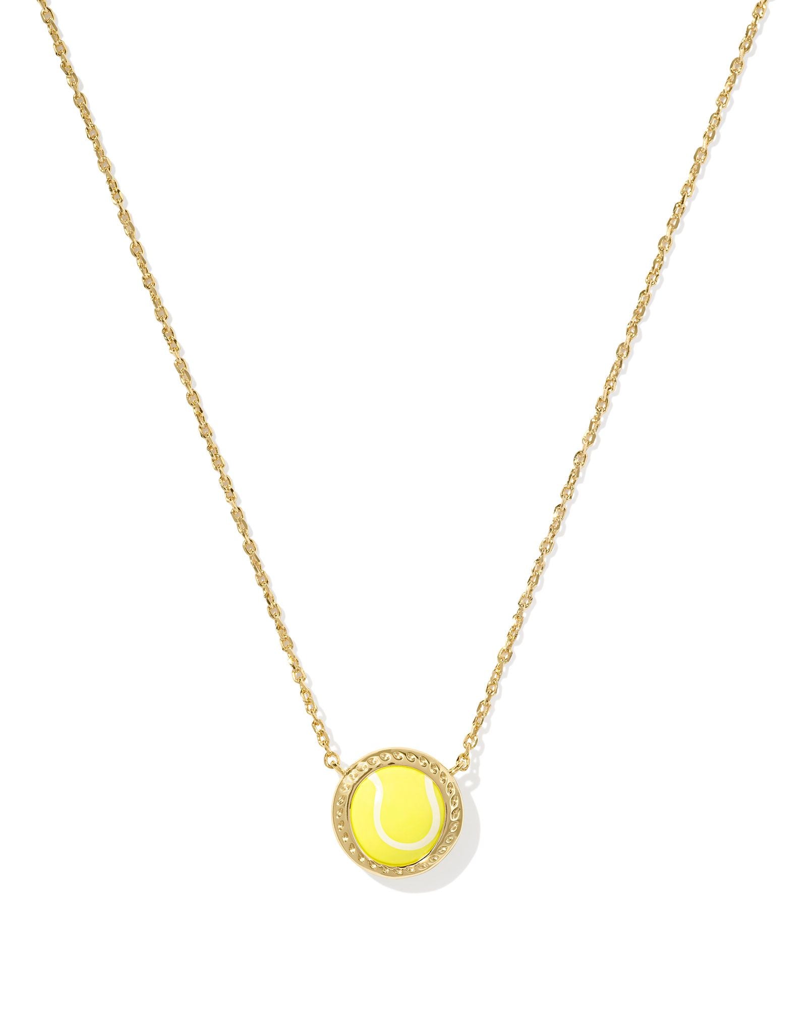 Tennis Gold Short Pendant Necklace Chartreuse Magnesite