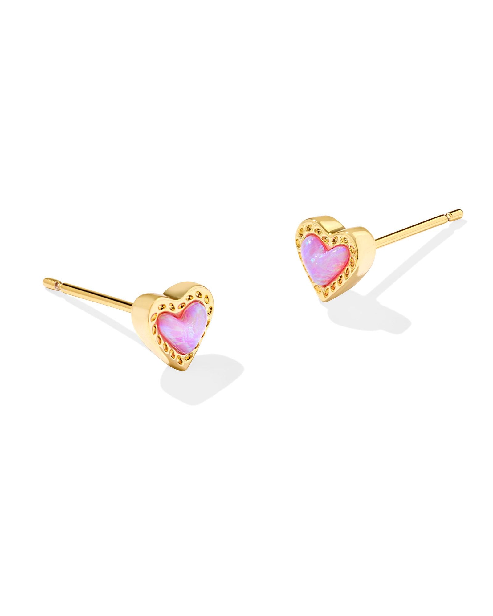 Mini Ari Heart Gold Stud Earrings Bubblegum Pink