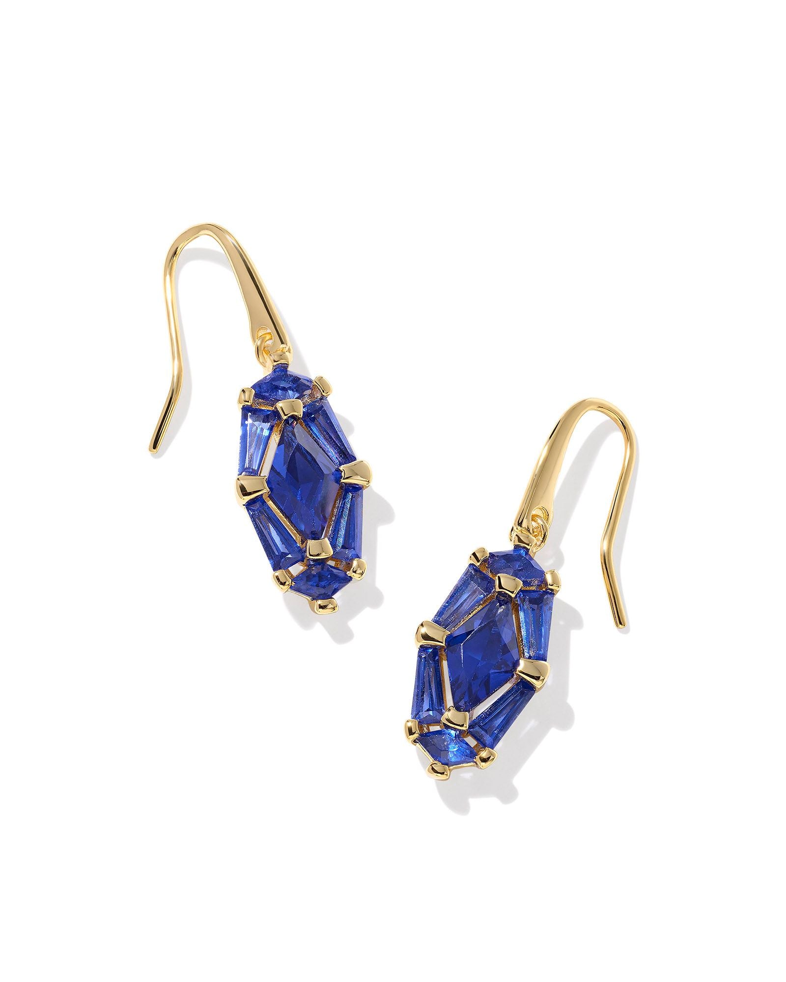 Sale Lindy Rae Lee Gold Drop Earrings Blue Crystal