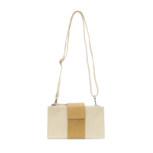 Camryn Color Block Wallet Crossbody White/Tan