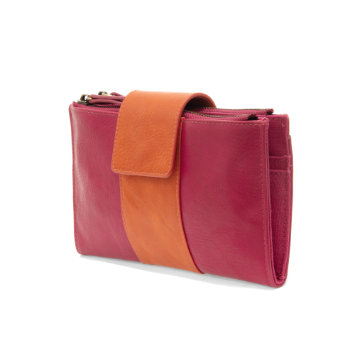 Camryn Color Block Wallet Crossbody Fuchsia/Orange