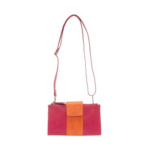 Camryn Color Block Wallet Crossbody Fuchsia/Orange