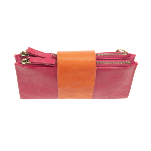 Camryn Color Block Wallet Crossbody Fuchsia/Orange