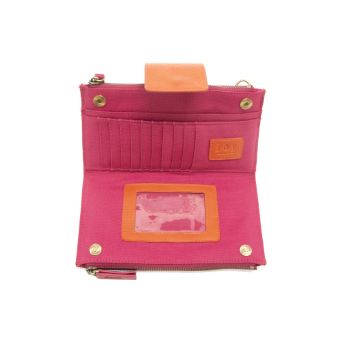 Camryn Color Block Wallet Crossbody Fuchsia/Orange