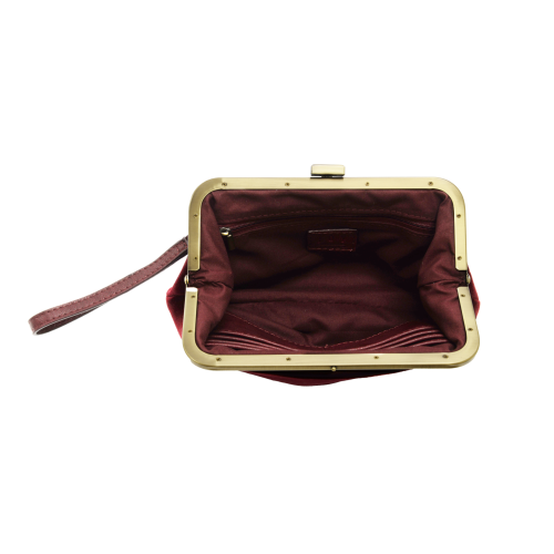 Velvet Vivie Frame Lock Convertible Crossbody/Wristlet Burgundy