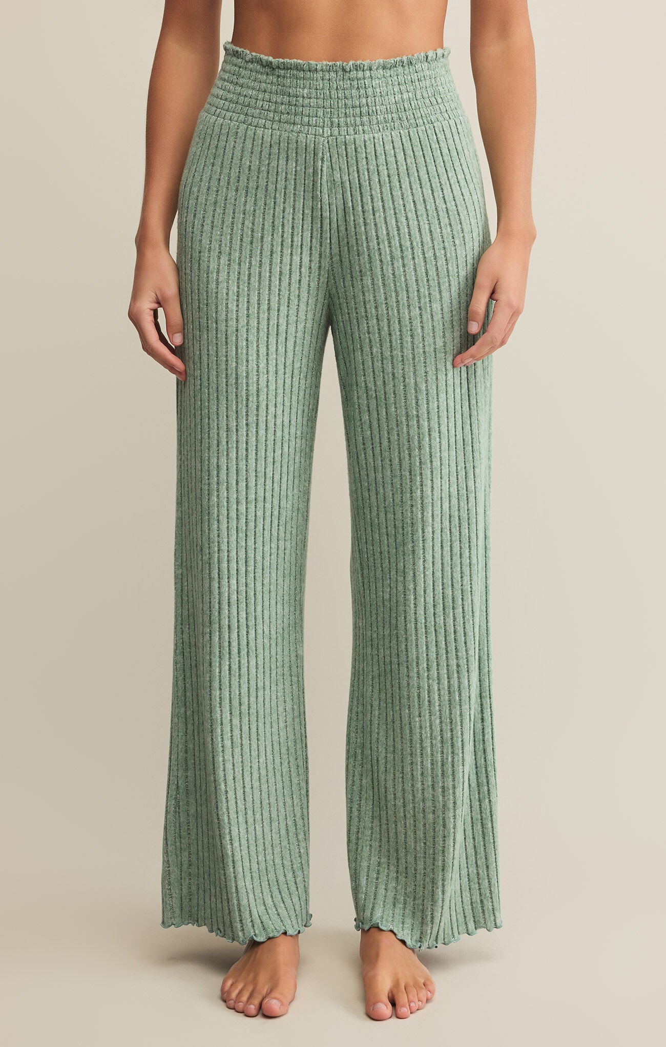 Dawn Smocked Rib Pant Botanical Green