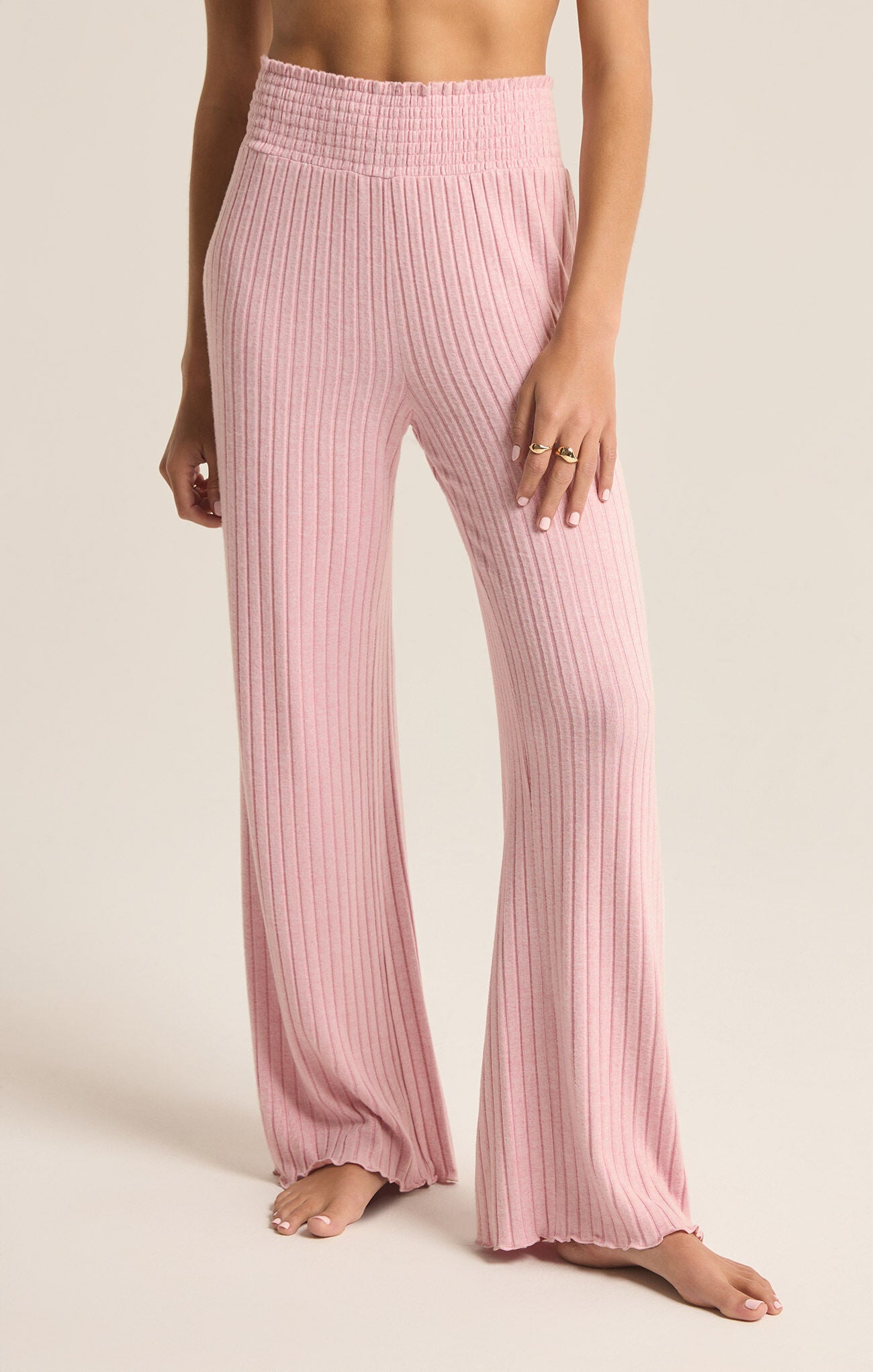 Dawn Smocked Rib Pant Sunset Mauve