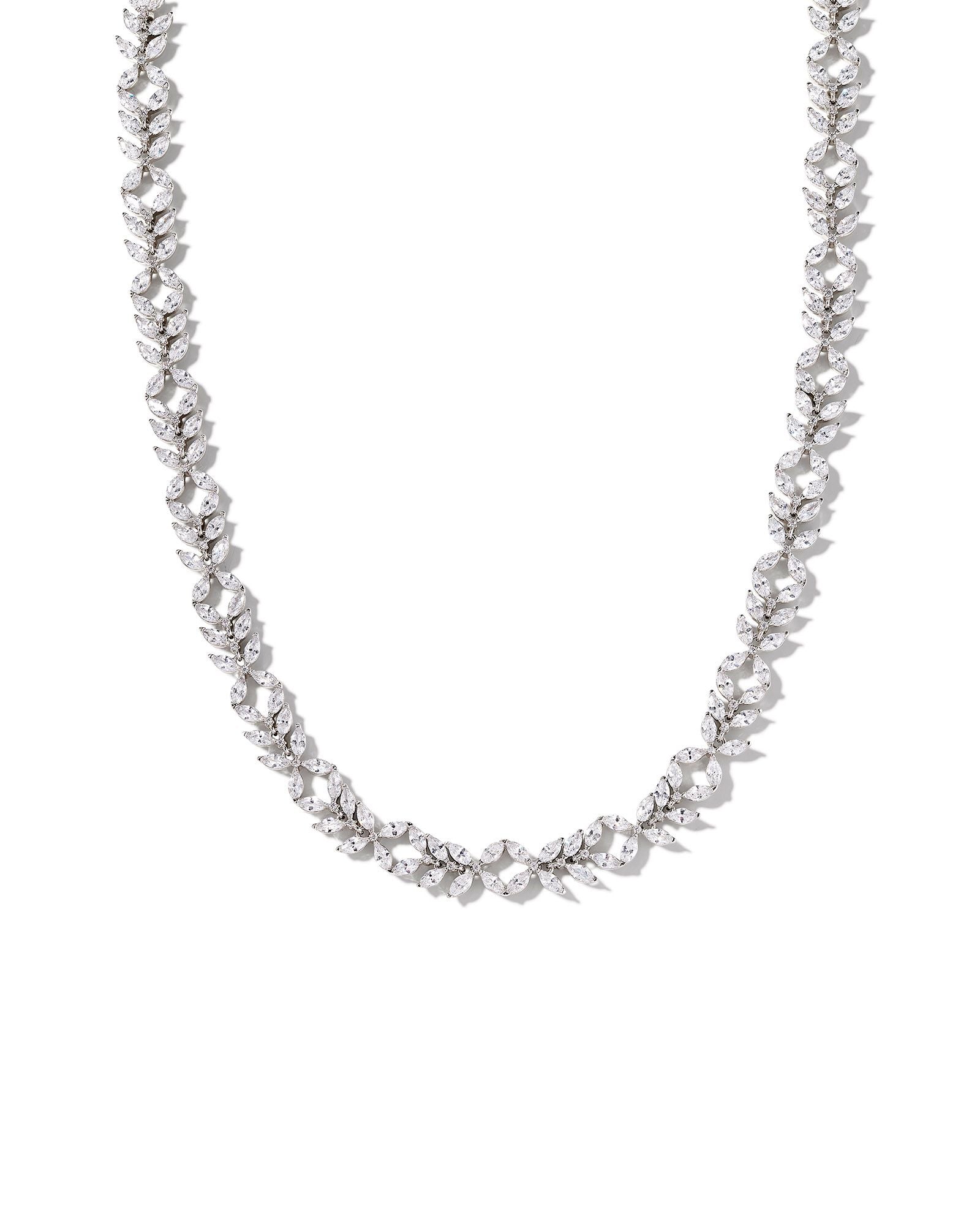 Rosalie Silver Tennis Necklace White Crystal