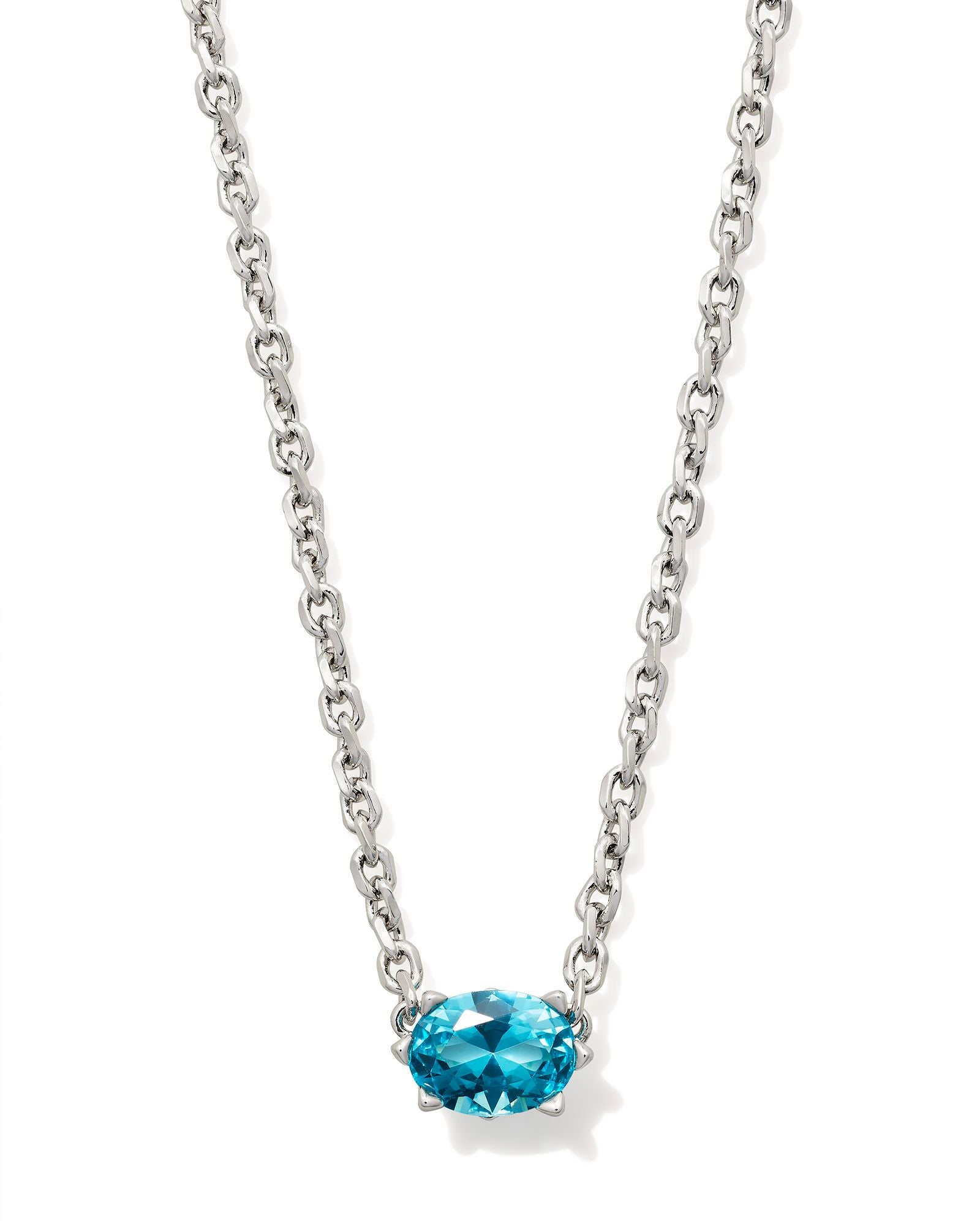 Cailin Aqua Crystal Pendant Necklace Silver