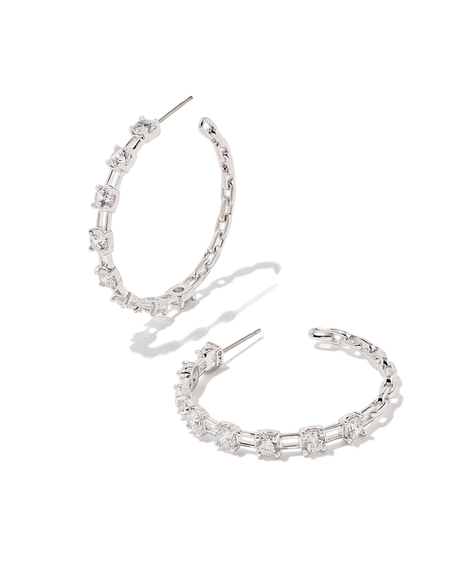 Lexi Hoop Earring Silver White Crystal