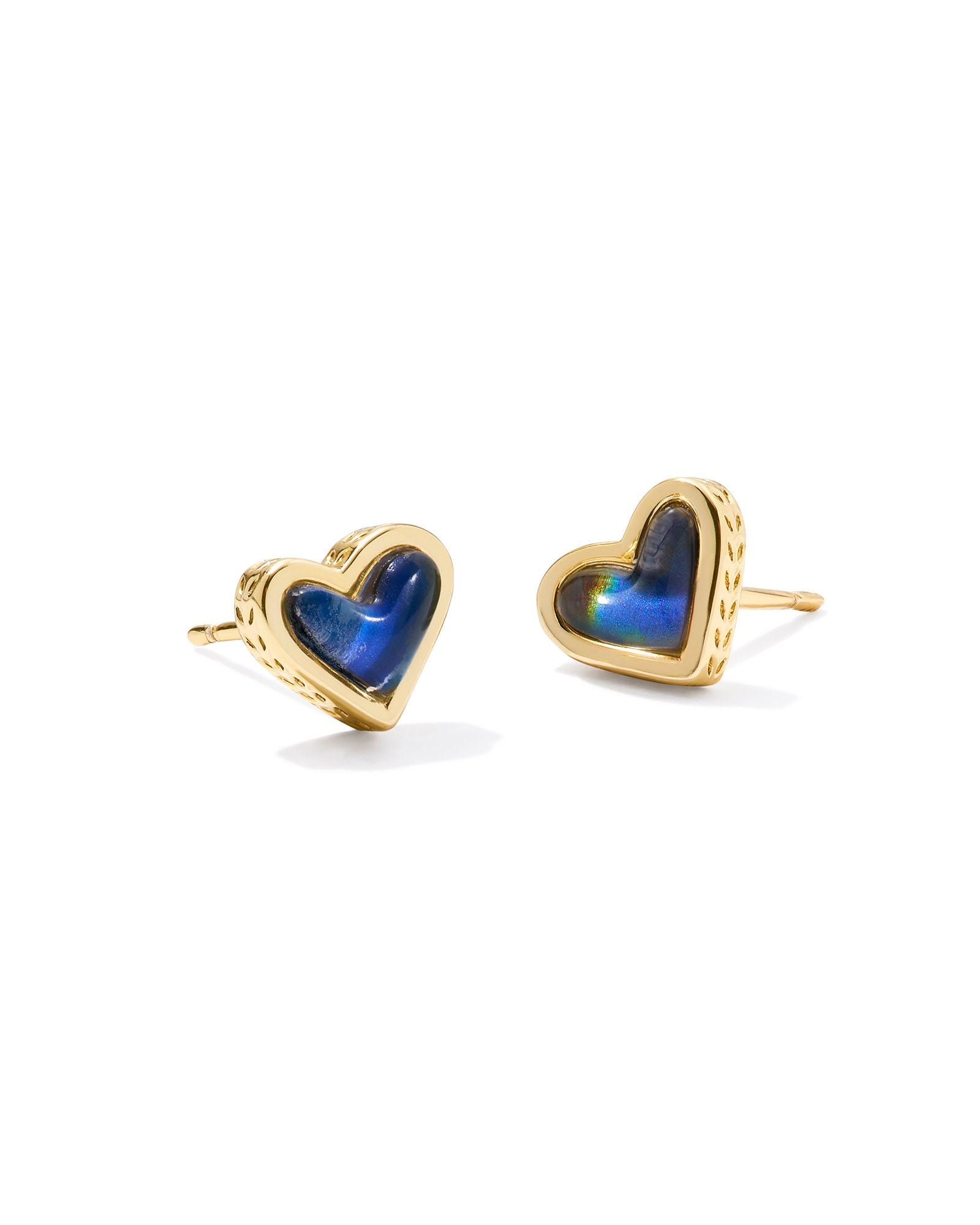 Framed Ari Heart Stud Earring Gold Moon Stone