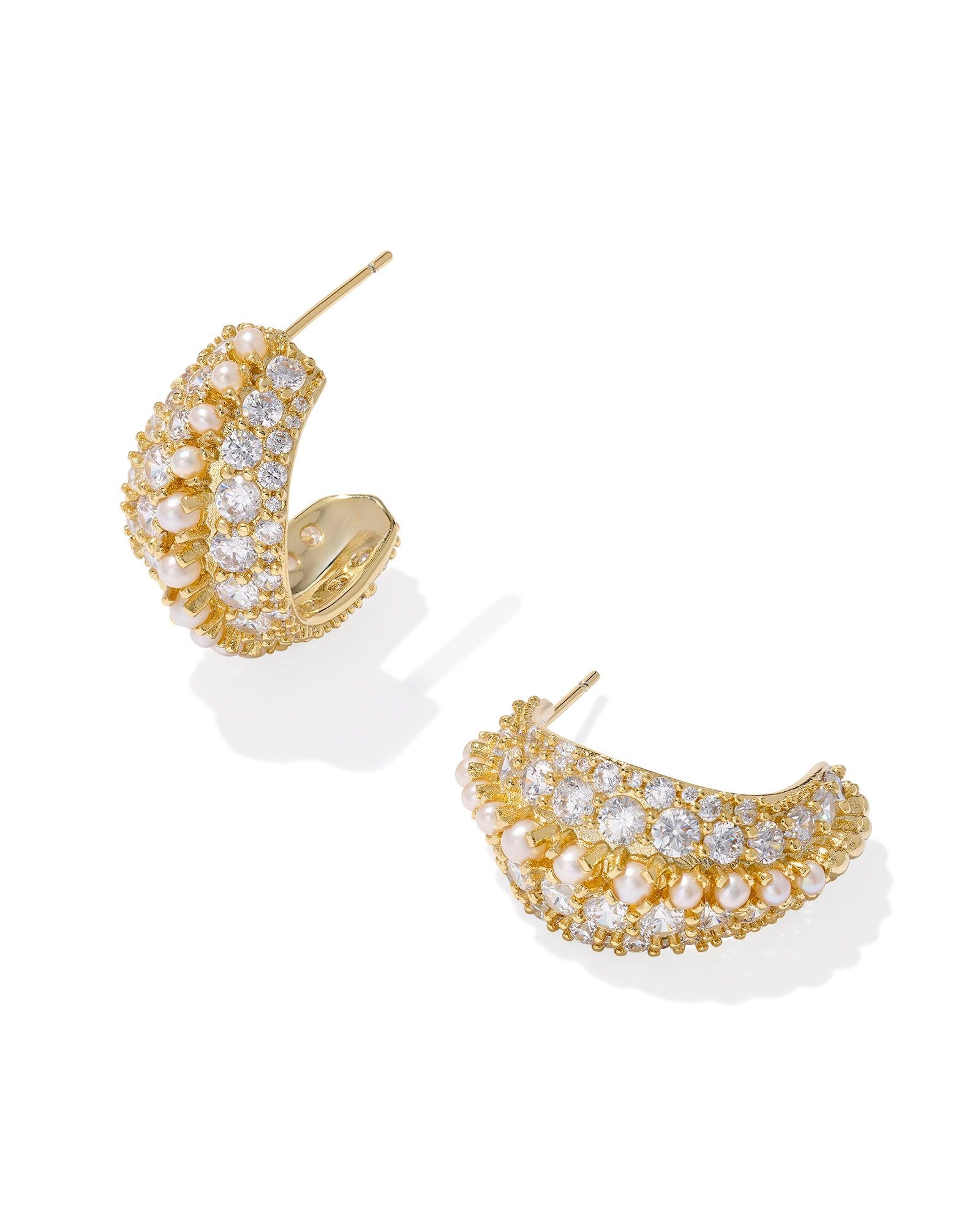 Sale Krista Gold Hoop Earrings White Mix