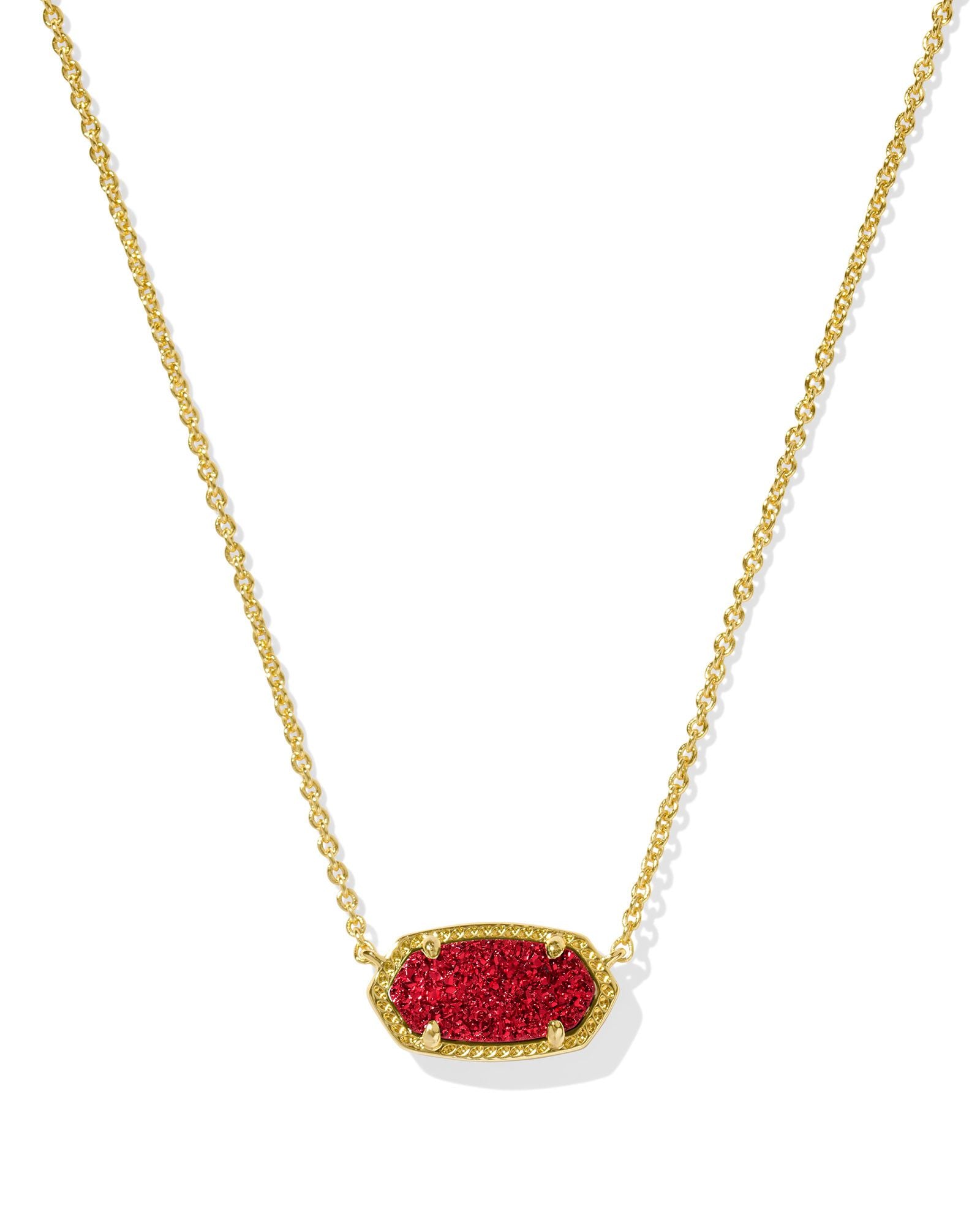 Elisa Gold Short Pendant Necklace Bright Red Durzy