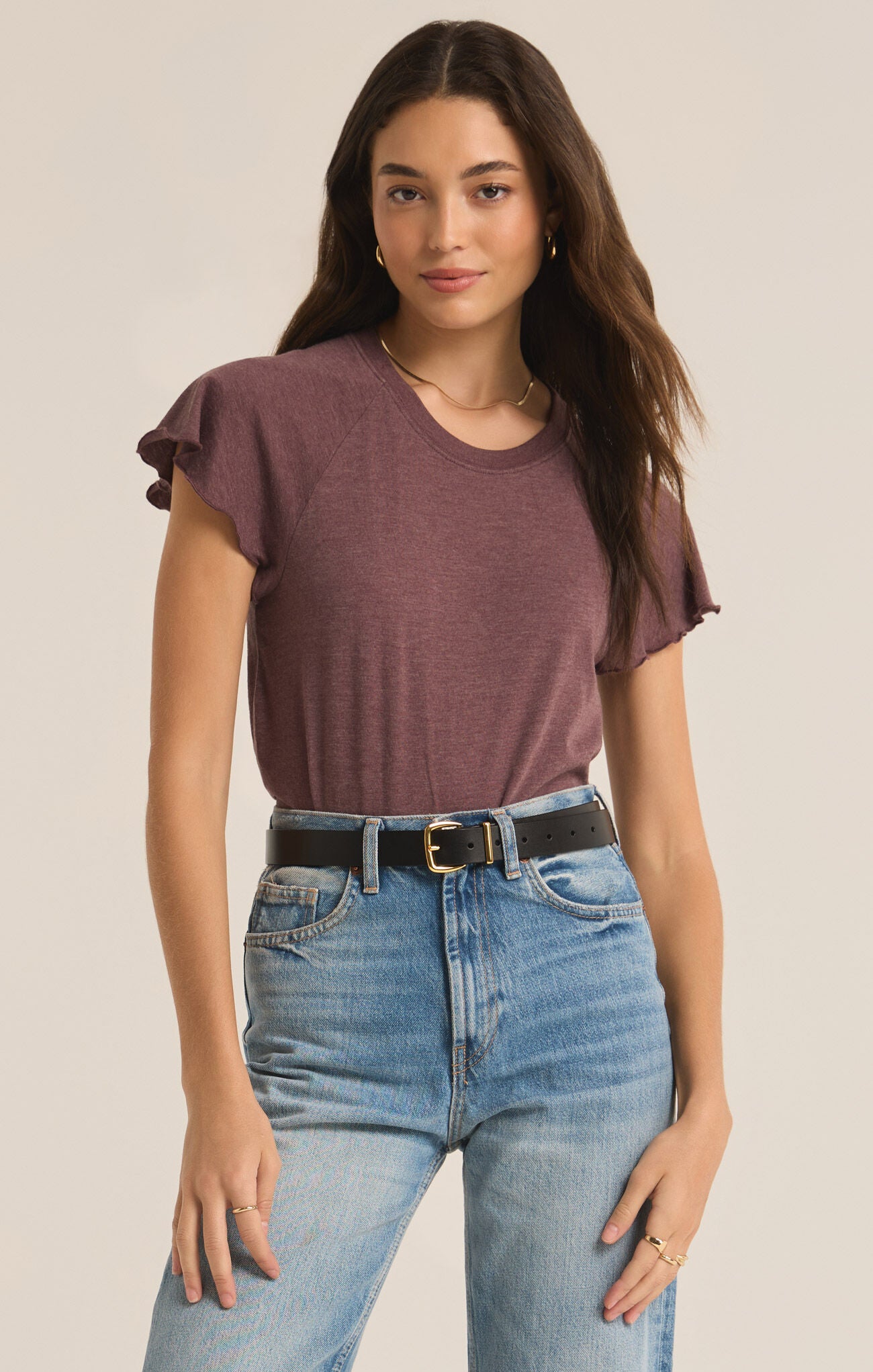 Abby Flutter Tee Cocoa Berry