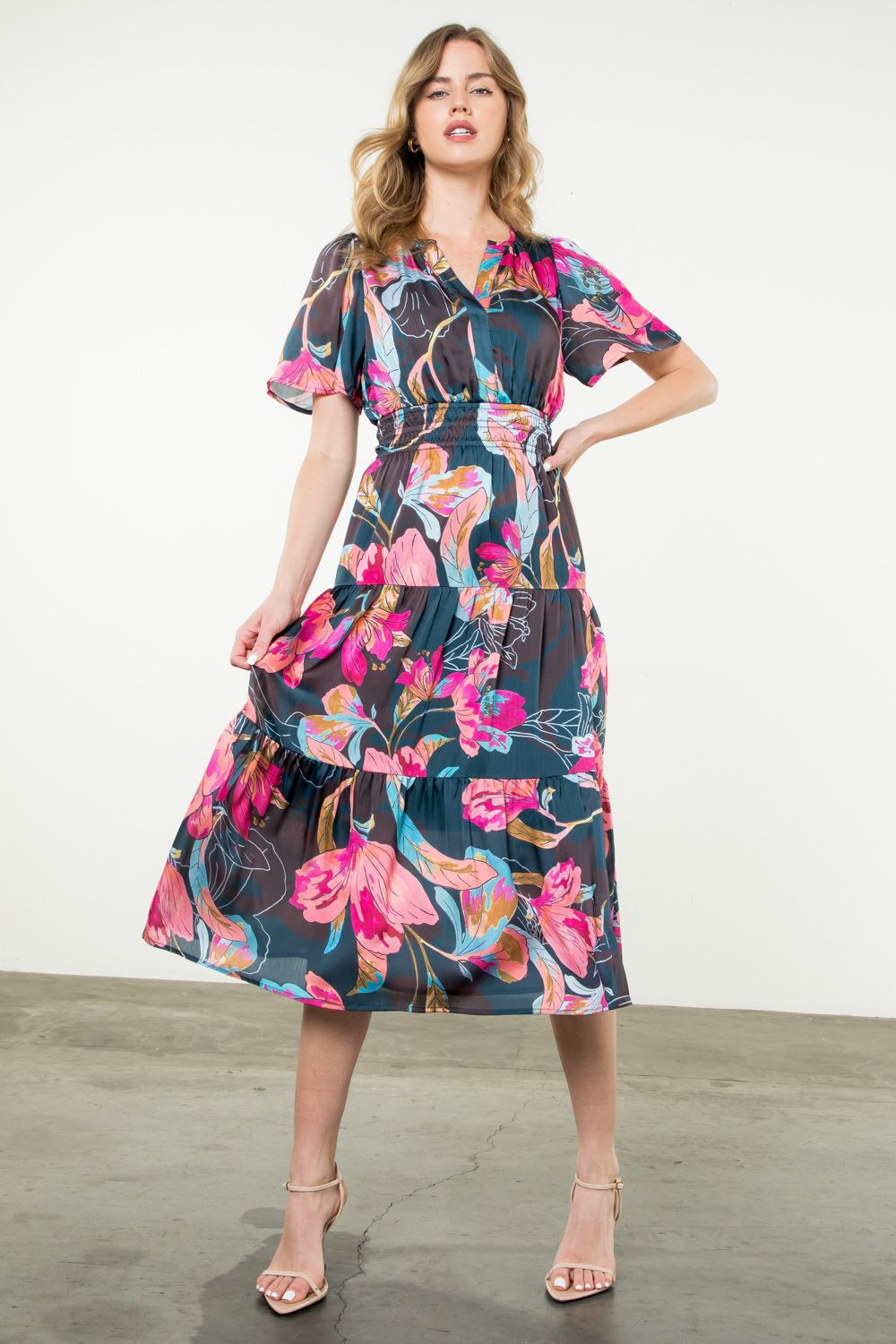 Short Sleeve Floral Maxi Dress