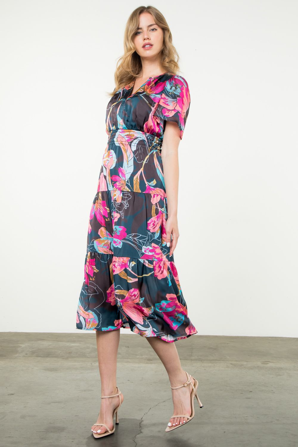 Short Sleeve Floral Maxi Dress