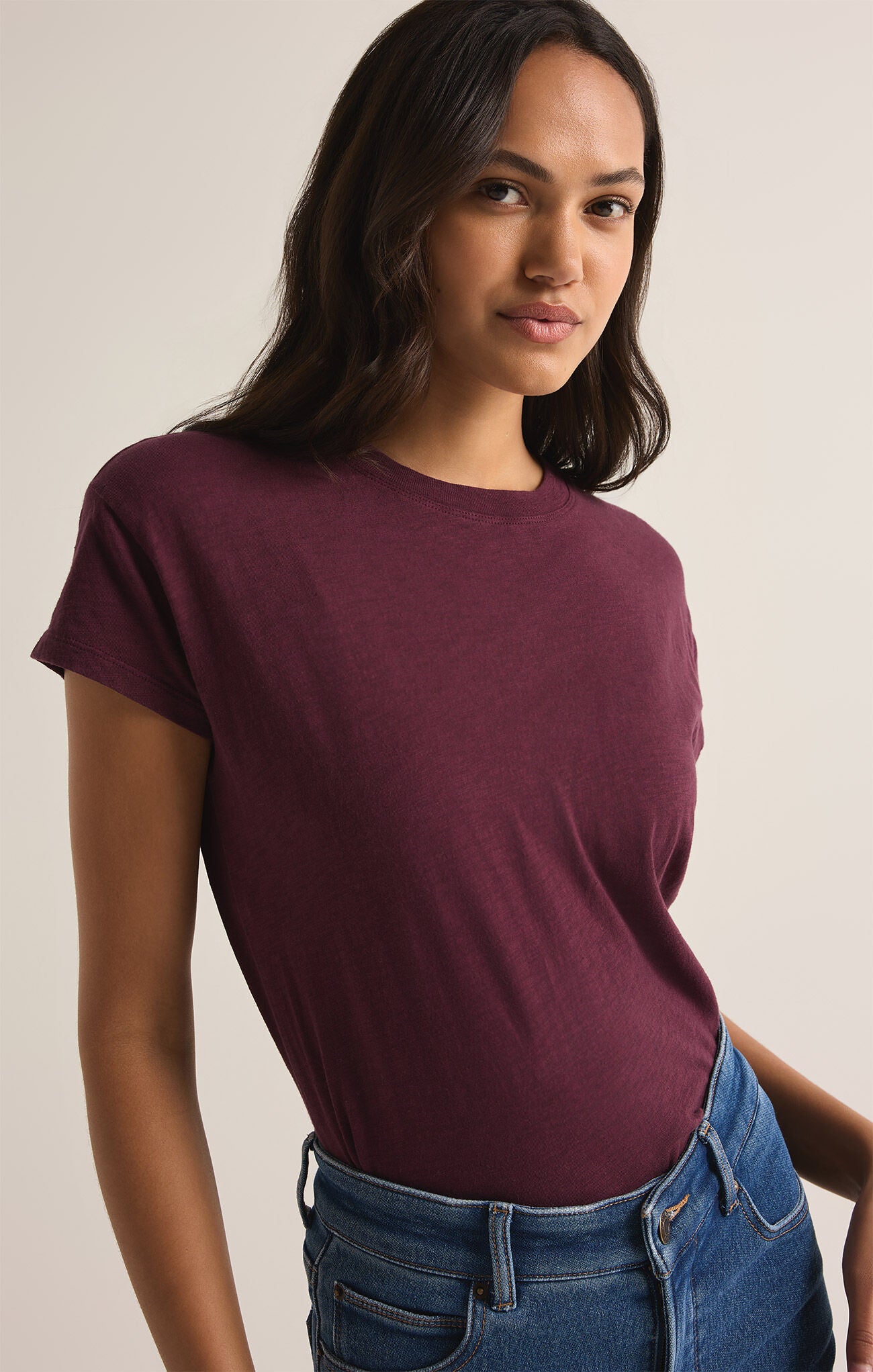 Modern Slub Tee Berry Wine