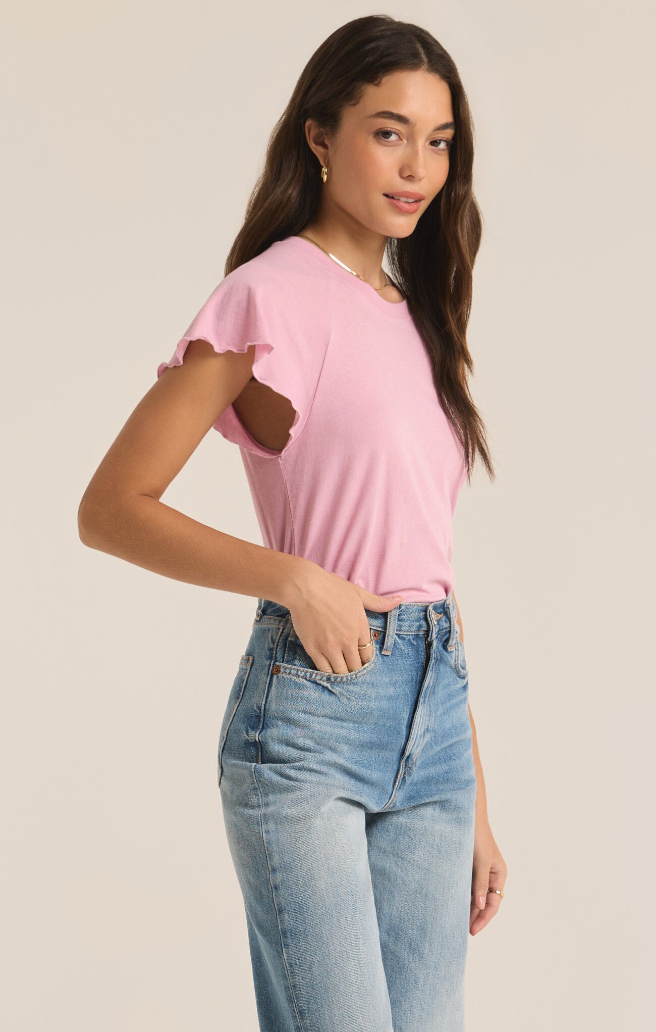 Abby Flutter Tee Sunset Mauve