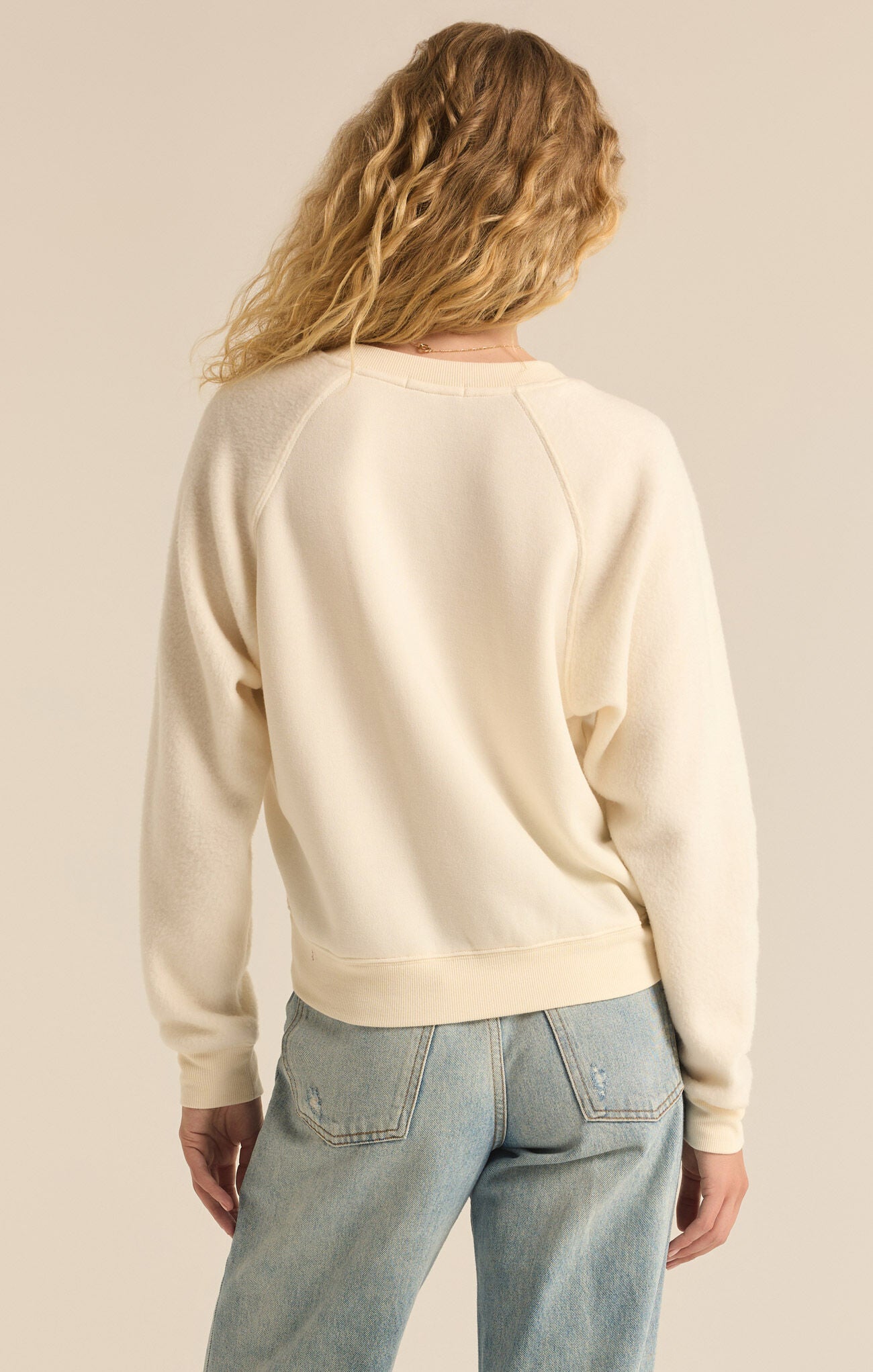 Saldana Reverse Fleece Top Sea Salt