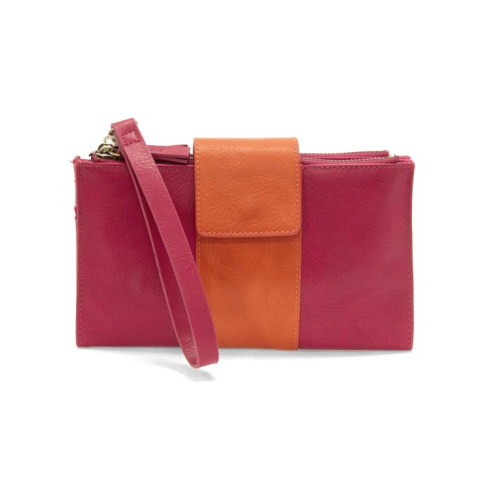 Camryn Color Block Wallet Crossbody Fuchsia/Orange