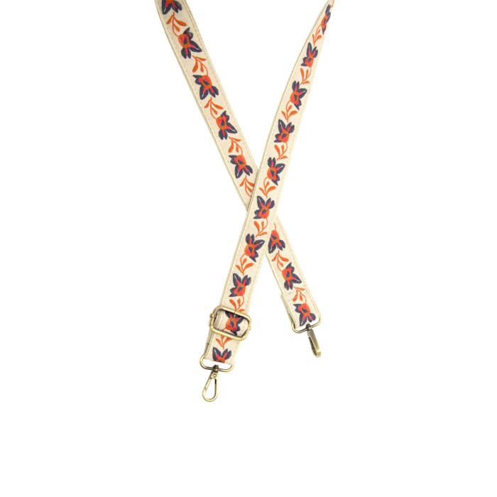 Navy Abstract Orchid Guitar Strap