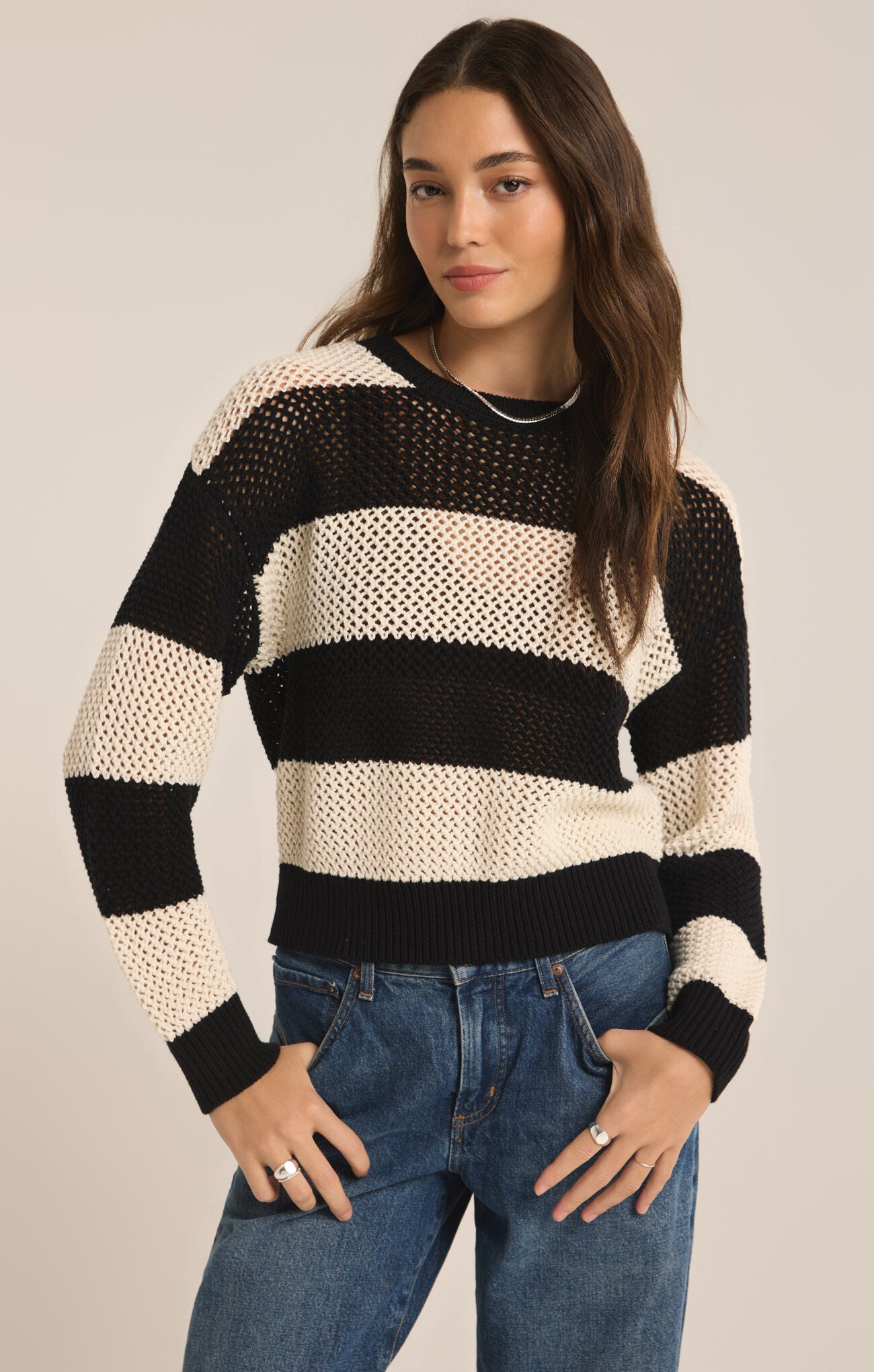 Broadbeach Stripe Sweater Black