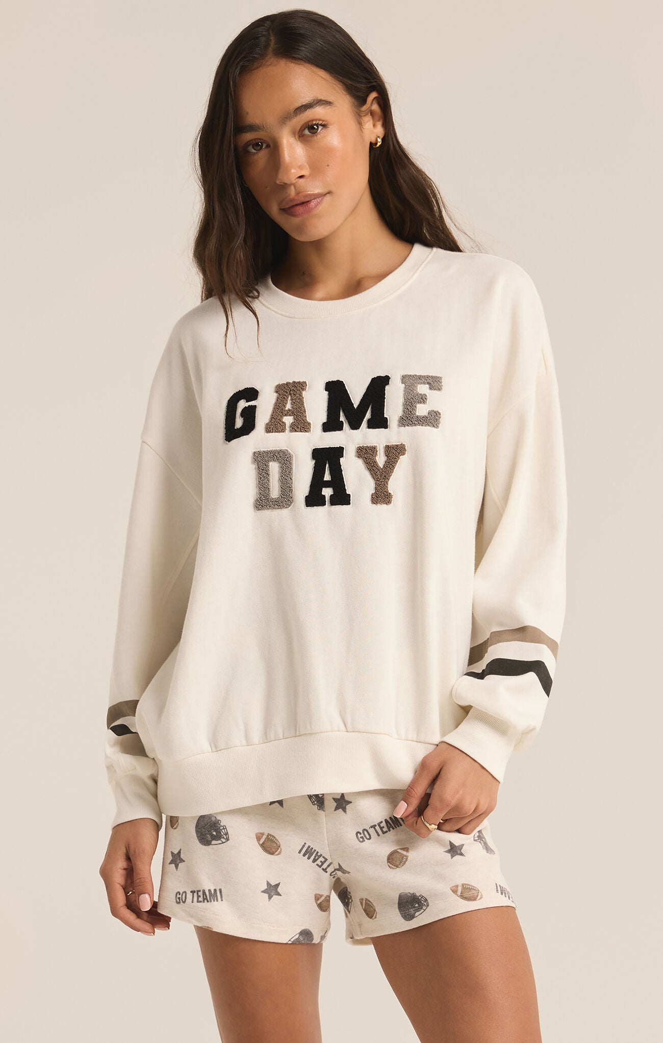 Oversized Game Day Sweatshirt Bone