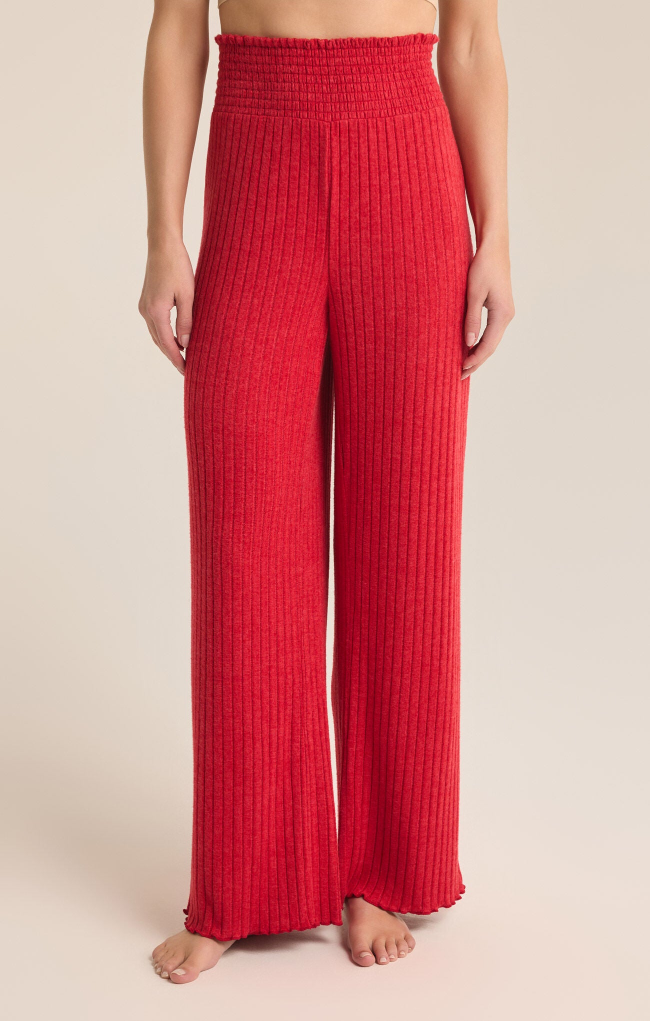 Dawn Smocked Rib Pant Haute Red