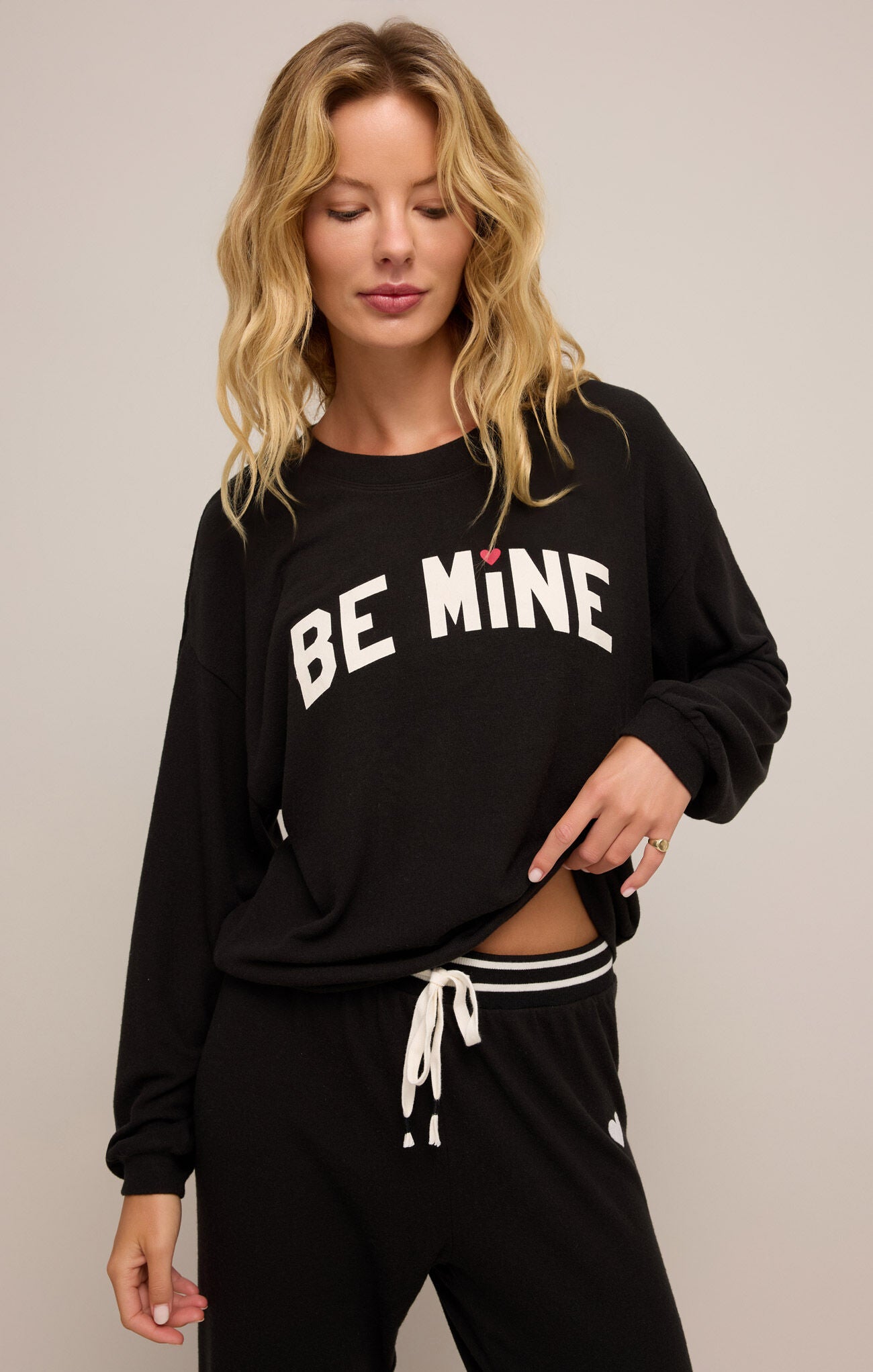 Be Mine Long Sleeve Top Black