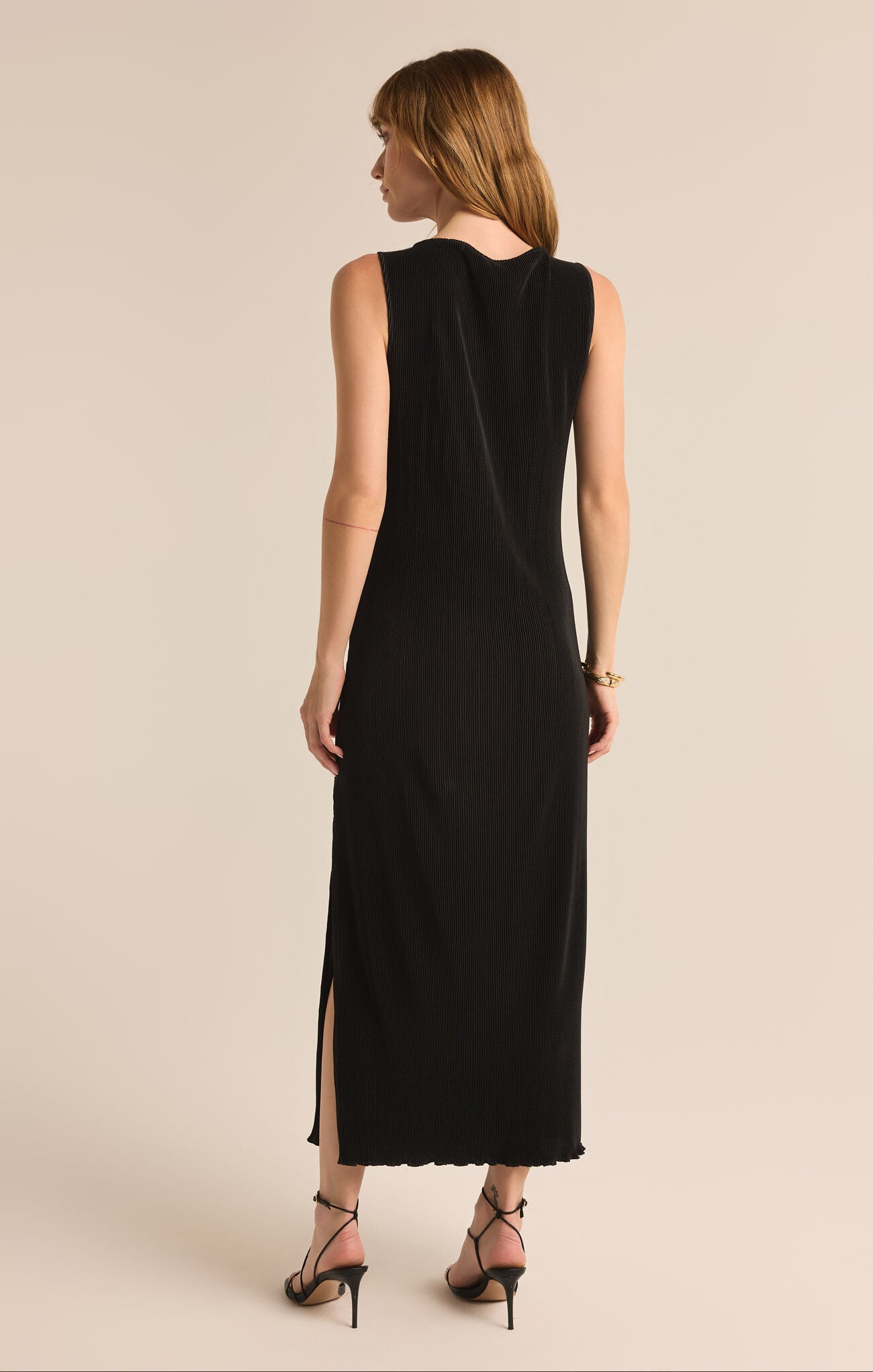 Gatsby Plisse Midi Dress Black