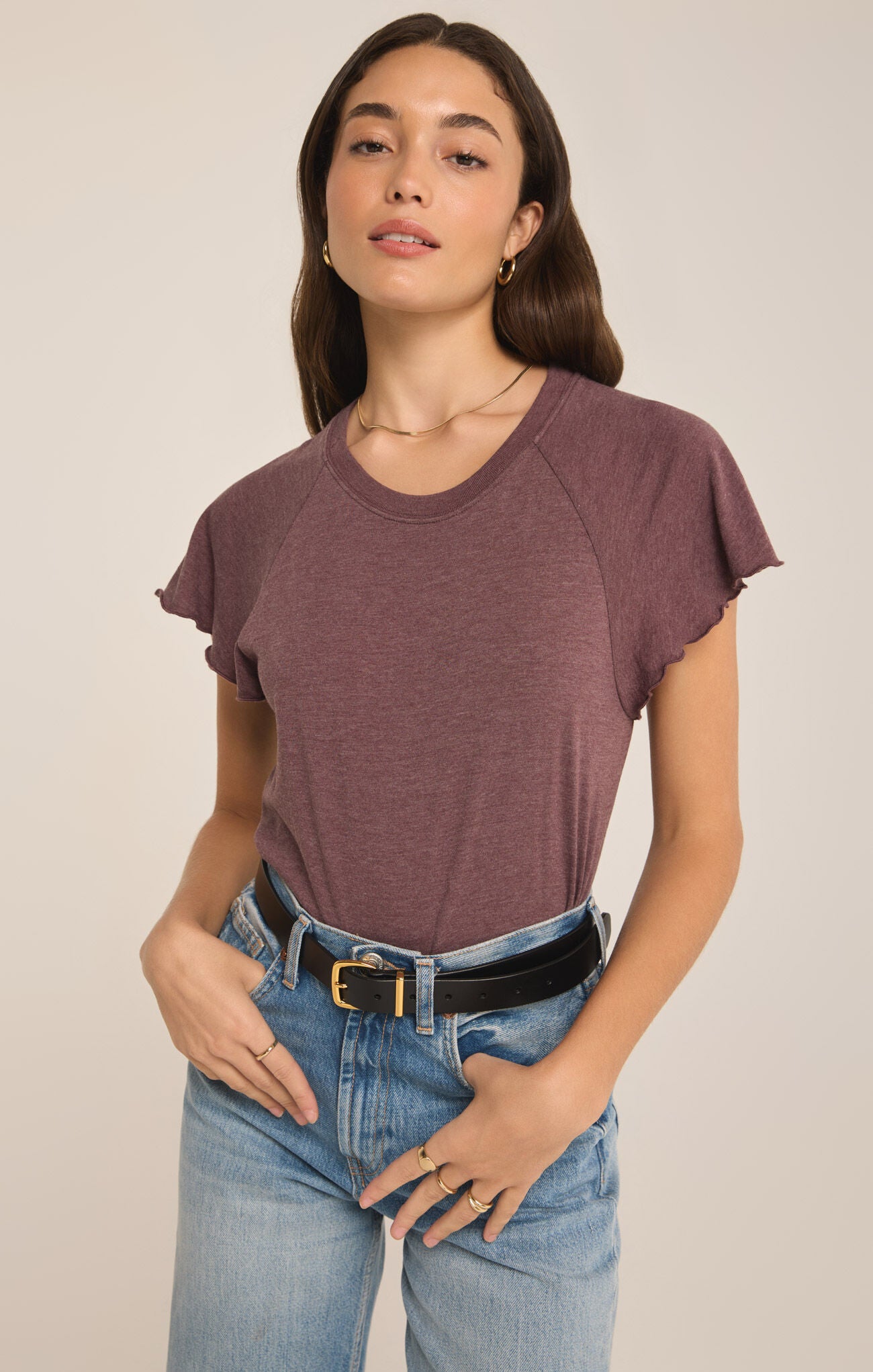 Abby Flutter Tee Cocoa Berry